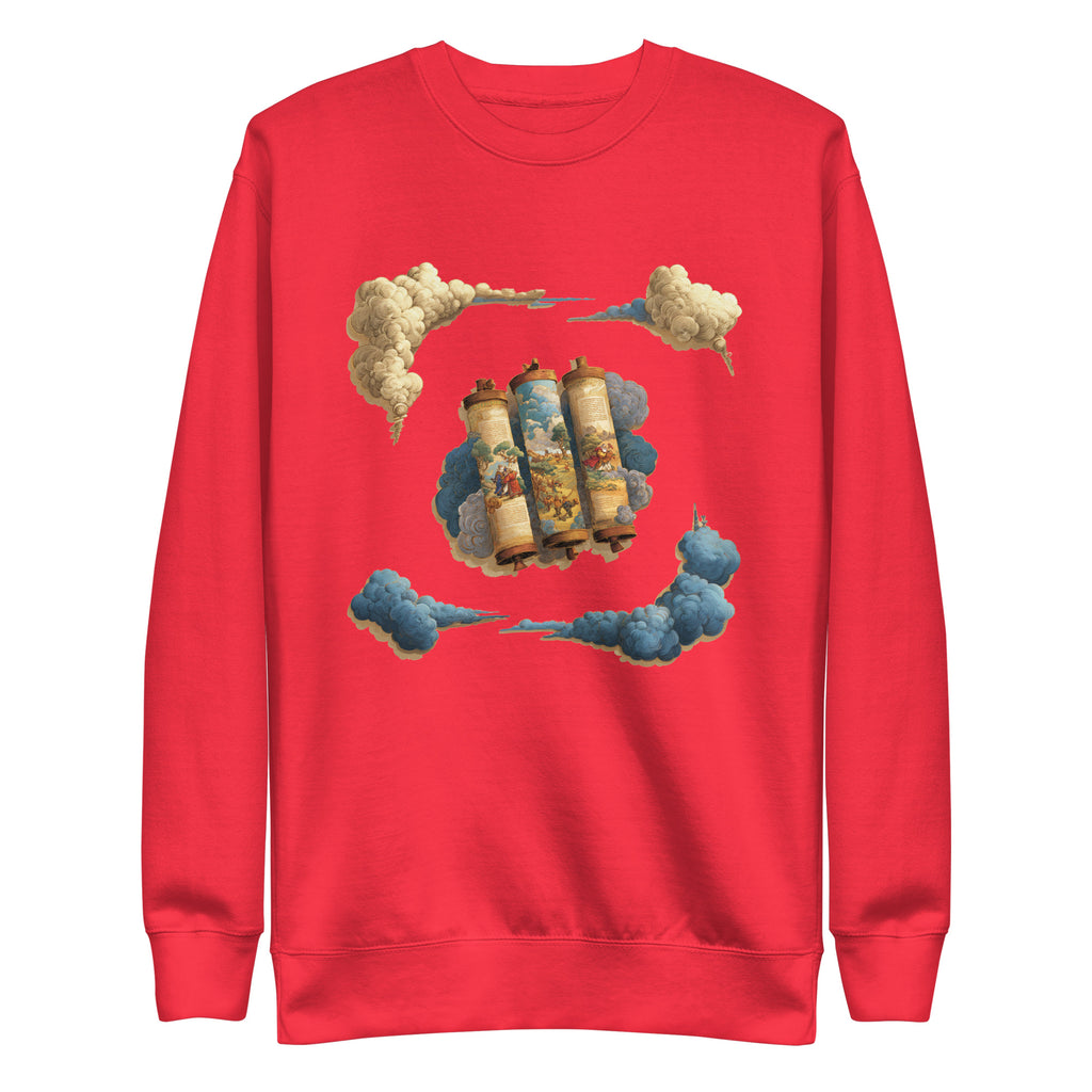 Cloudy Scroll of Moses Transparent Unisex Premium Sweatshirt - American Zionist