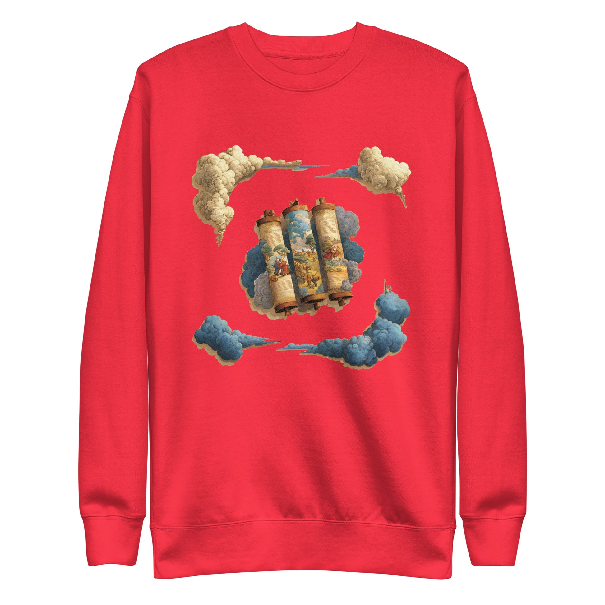 Cloudy Scroll of Moses Transparent Unisex Premium Sweatshirt - American Zionist