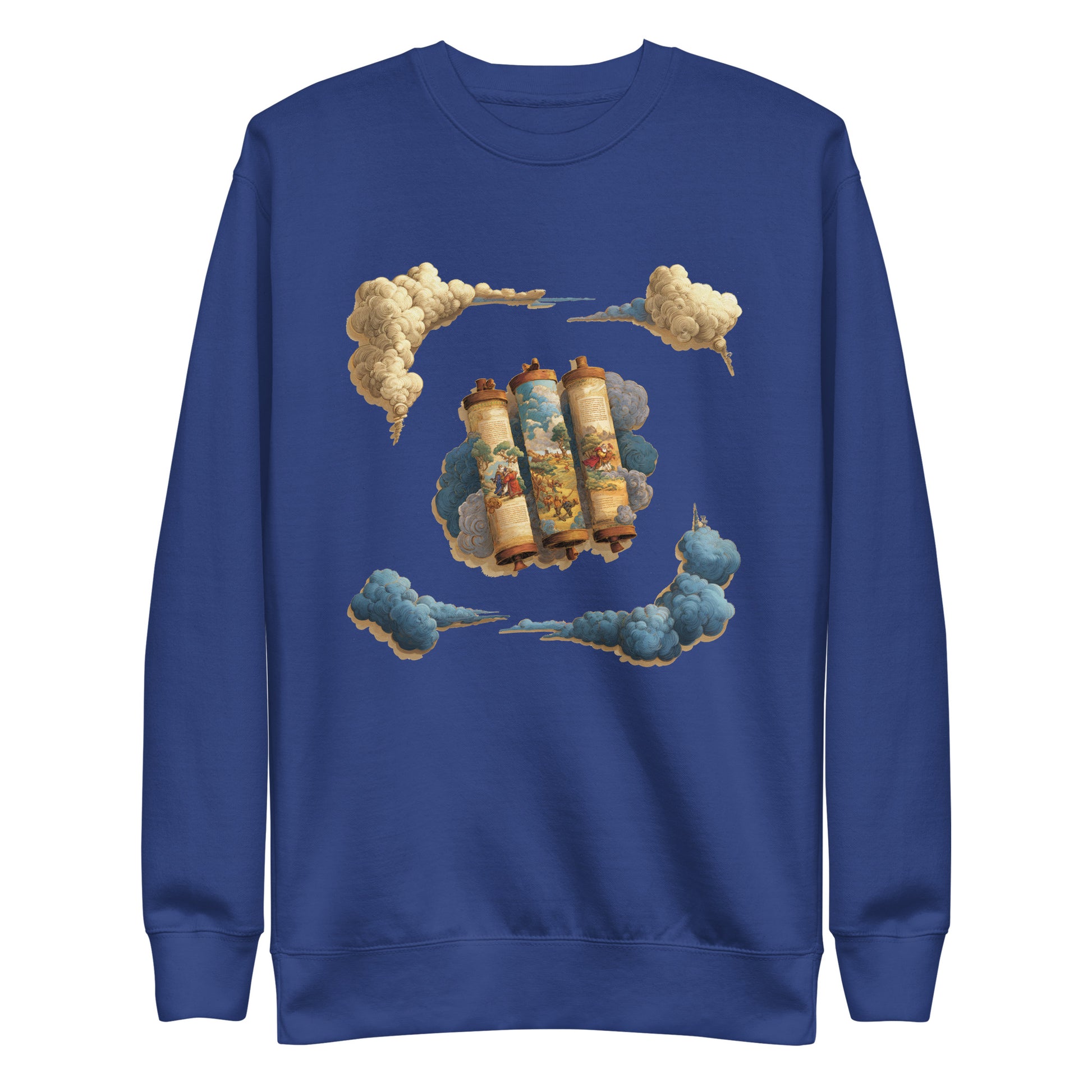 Cloudy Scroll of Moses Transparent Unisex Premium Sweatshirt - American Zionist