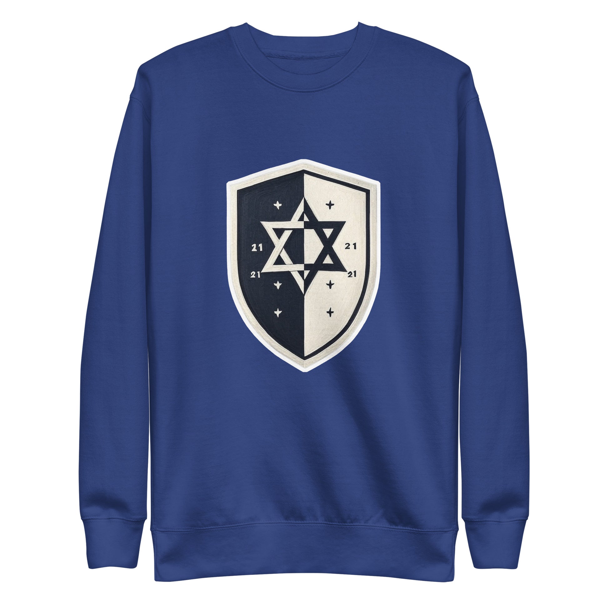 Black and White Shield Unisex Premium Sweatshirt - American Zionist