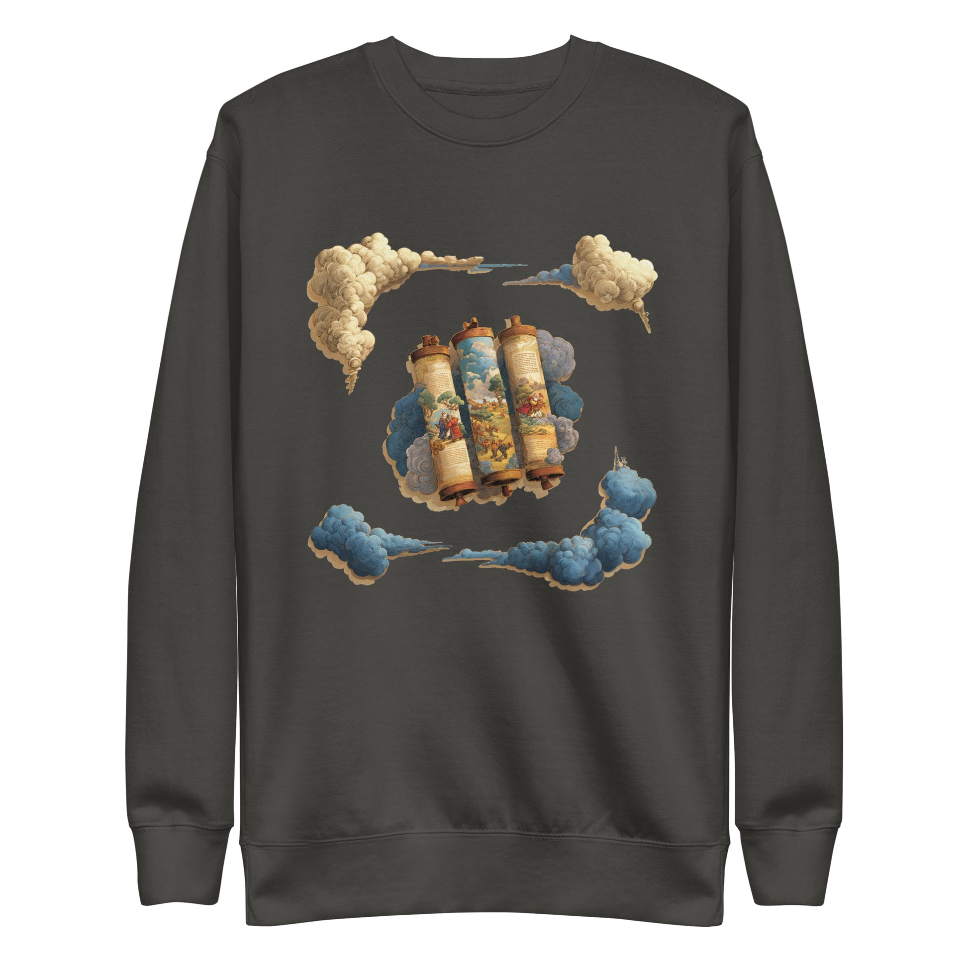 Cloudy Scroll of Moses Transparent Unisex Premium Sweatshirt - American Zionist