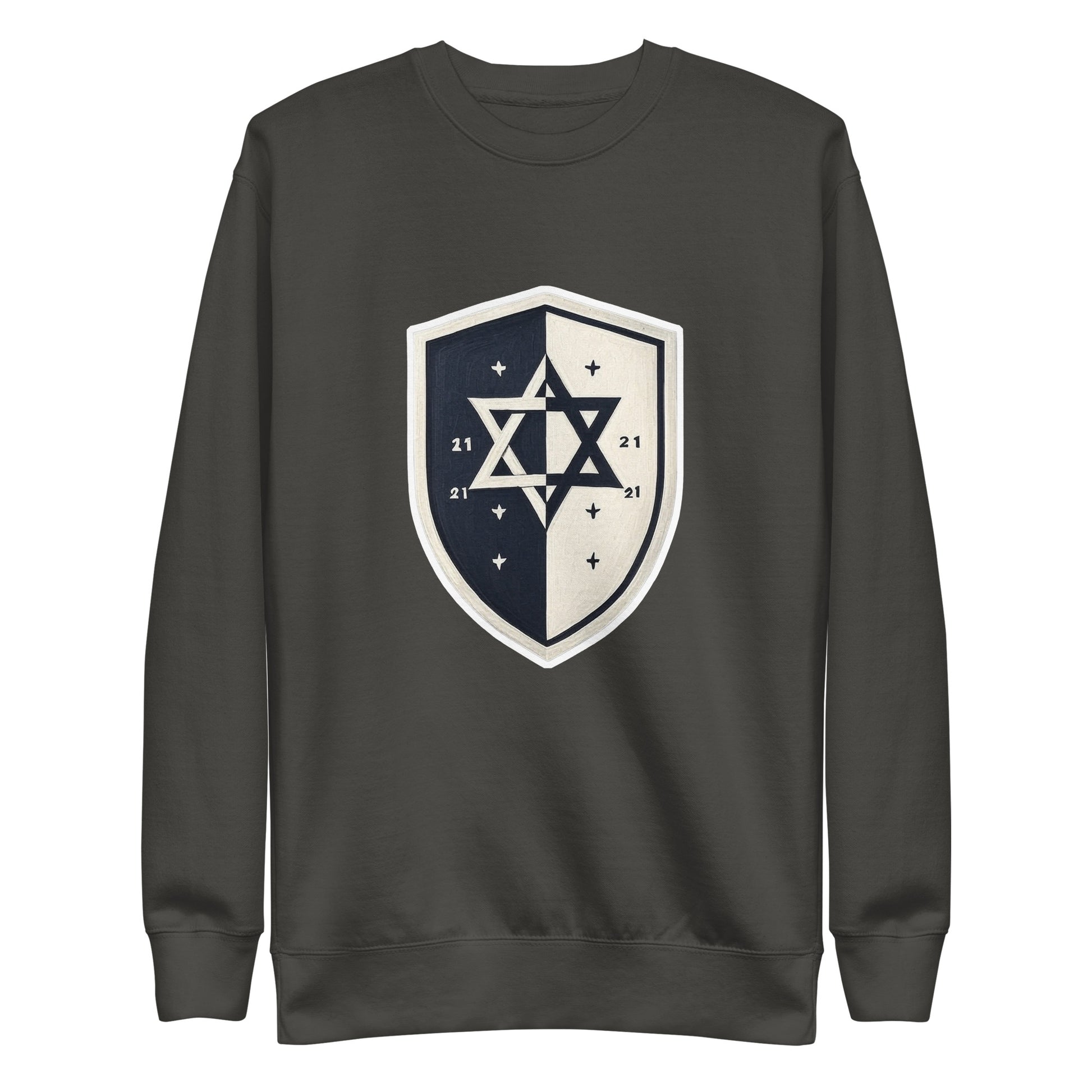 Black and White Shield Unisex Premium Sweatshirt - American Zionist