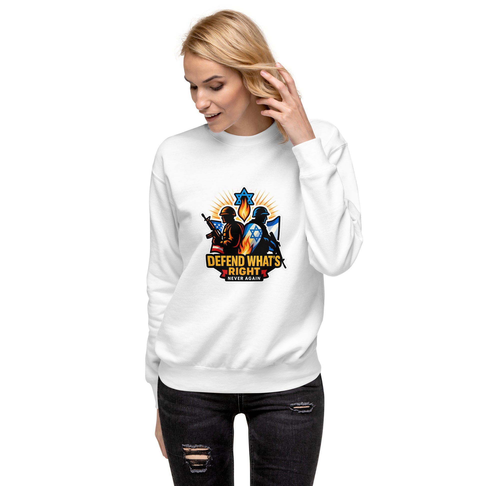 Defend Whats Right Unisex Premium Sweatshirt - American Zionist