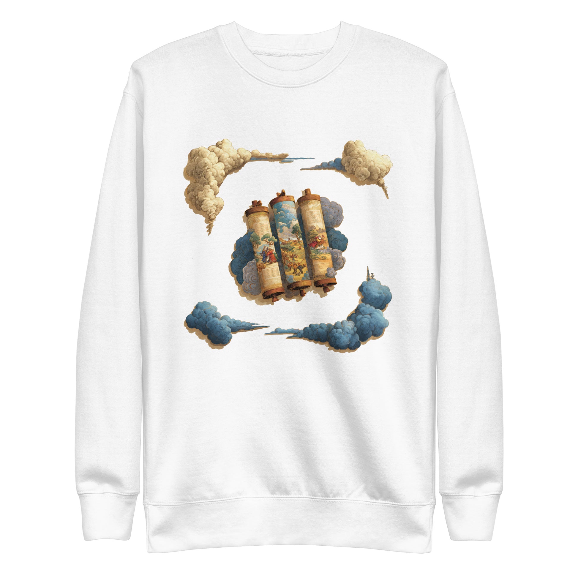Cloudy Scroll of Moses Transparent Unisex Premium Sweatshirt - American Zionist