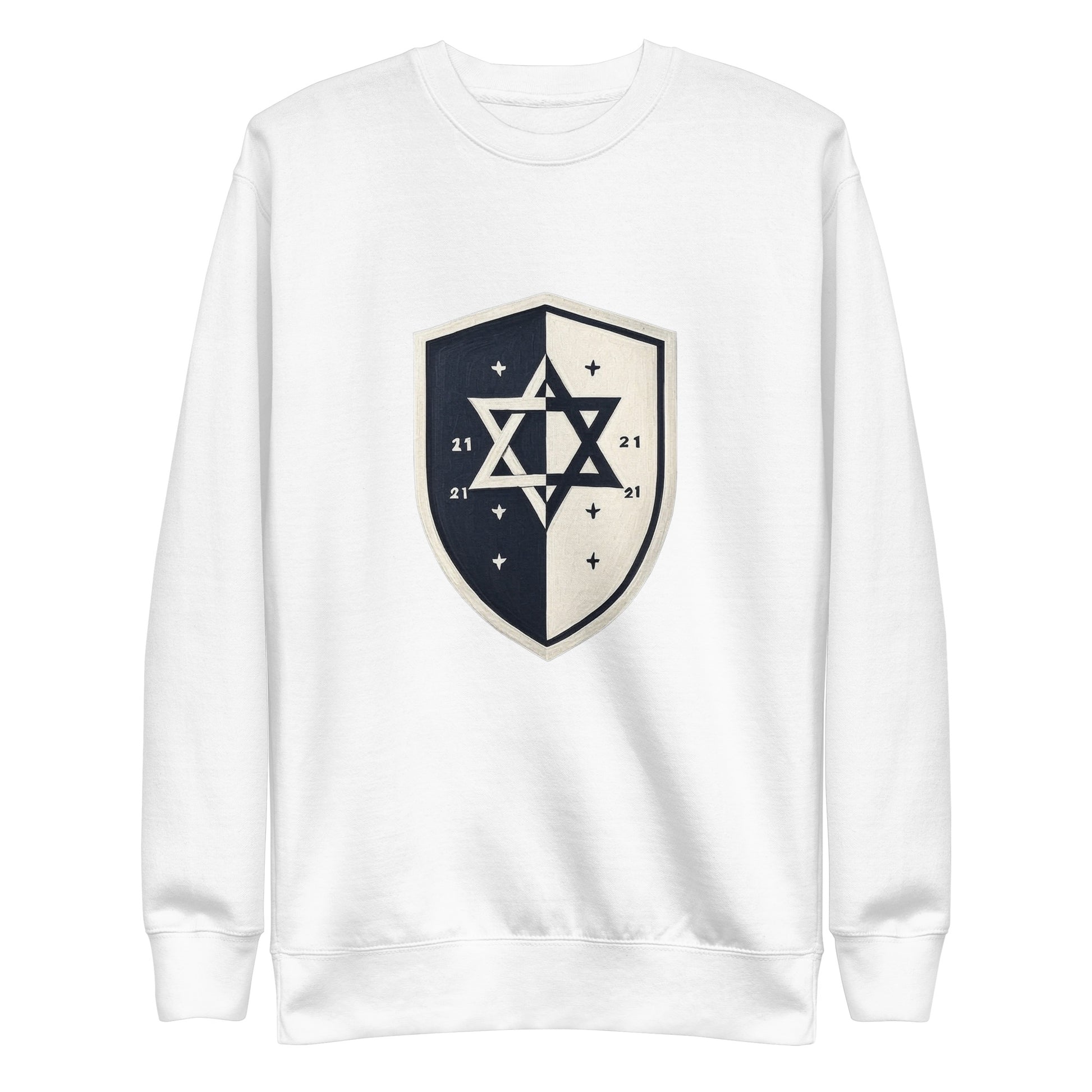 Black and White Shield Unisex Premium Sweatshirt - American Zionist