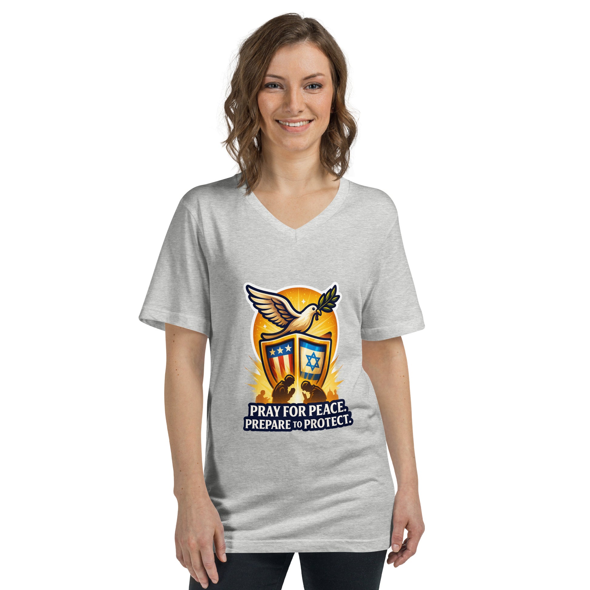 Pray For Peace Unisex V - Neck Tee - American Zionist