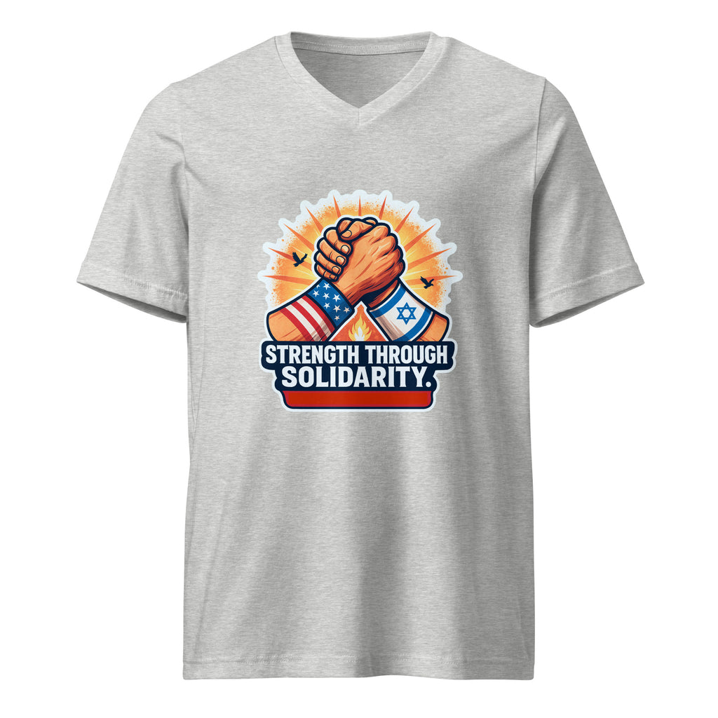 Strength Through Solidarity Unisex V - Neck Tee - American Zionist