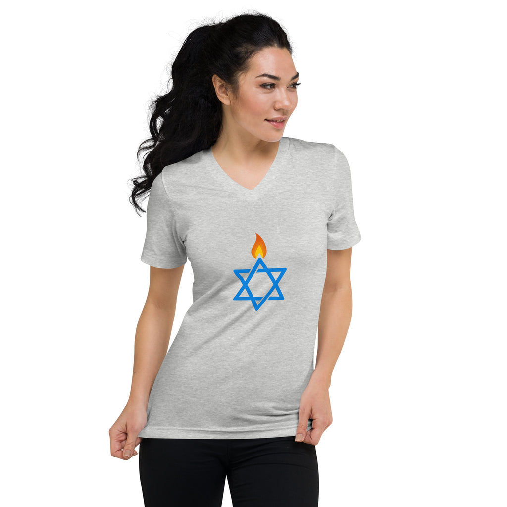 Fire Stars Of David Unisex V - Neck Tee - American Zionist