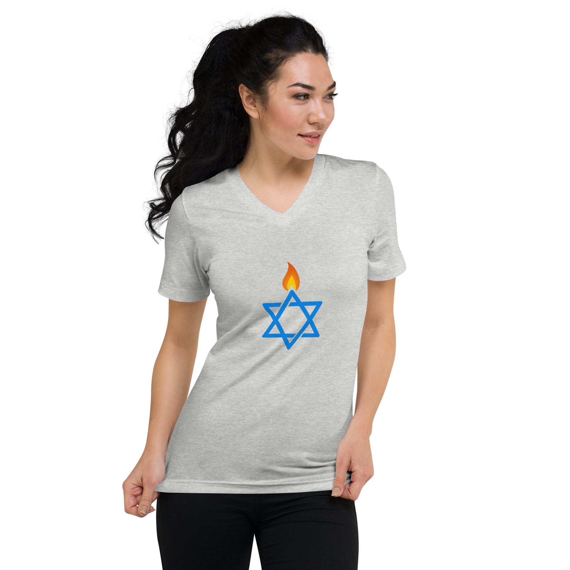 Fire Stars Of David Unisex V - Neck Tee - American Zionist