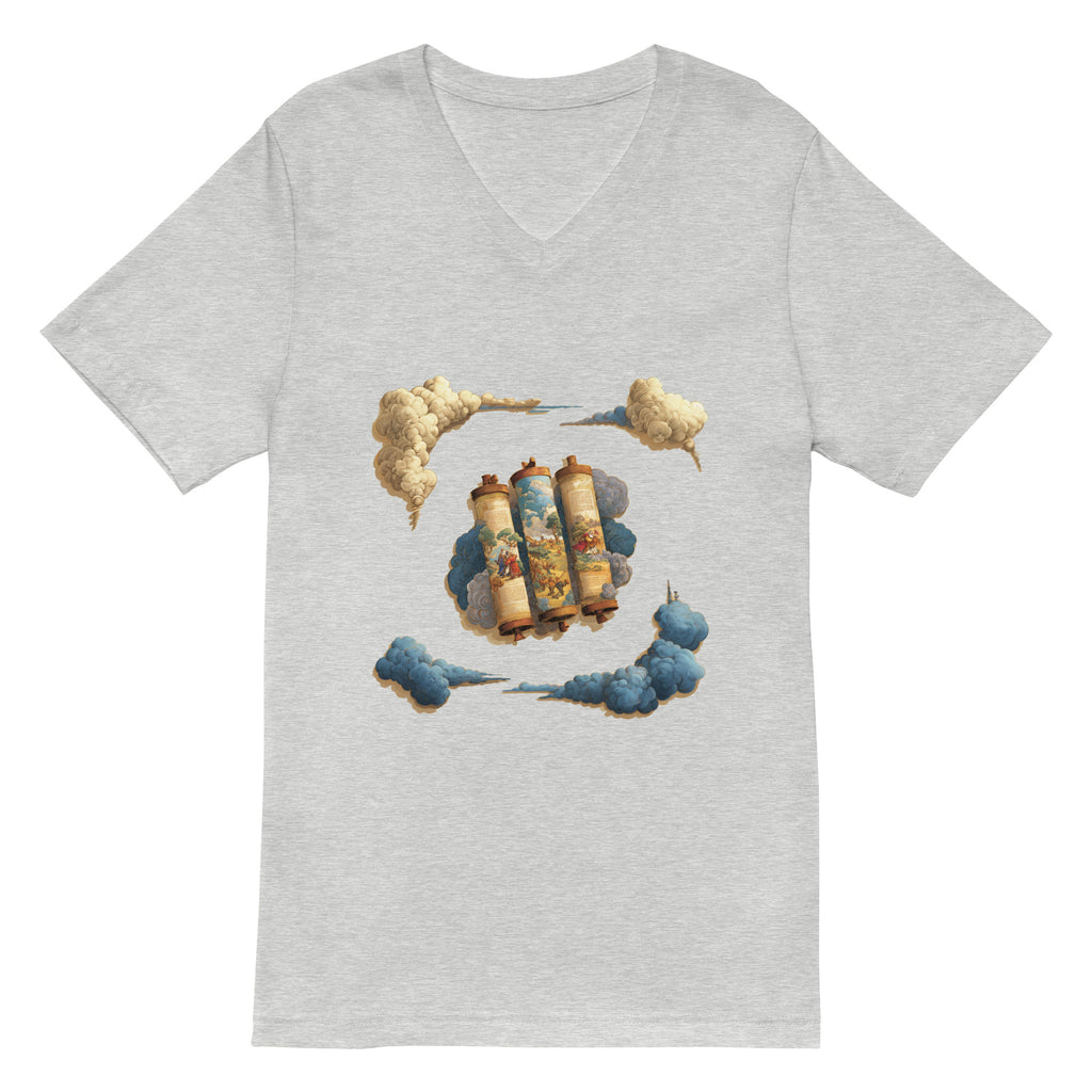 Cloudy Scroll of Moses Unisex V - Neck Tee - American Zionist