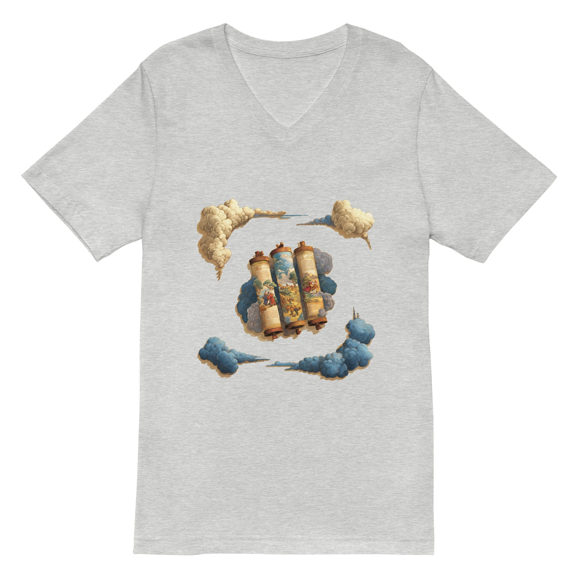 Cloudy Scroll of Moses Unisex V - Neck Tee - American Zionist