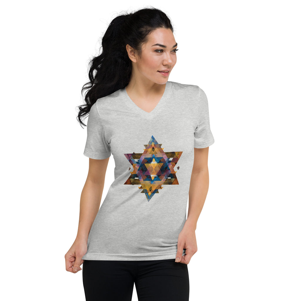 Star of David Geometric Unisex V - Neck Tee - American Zionist