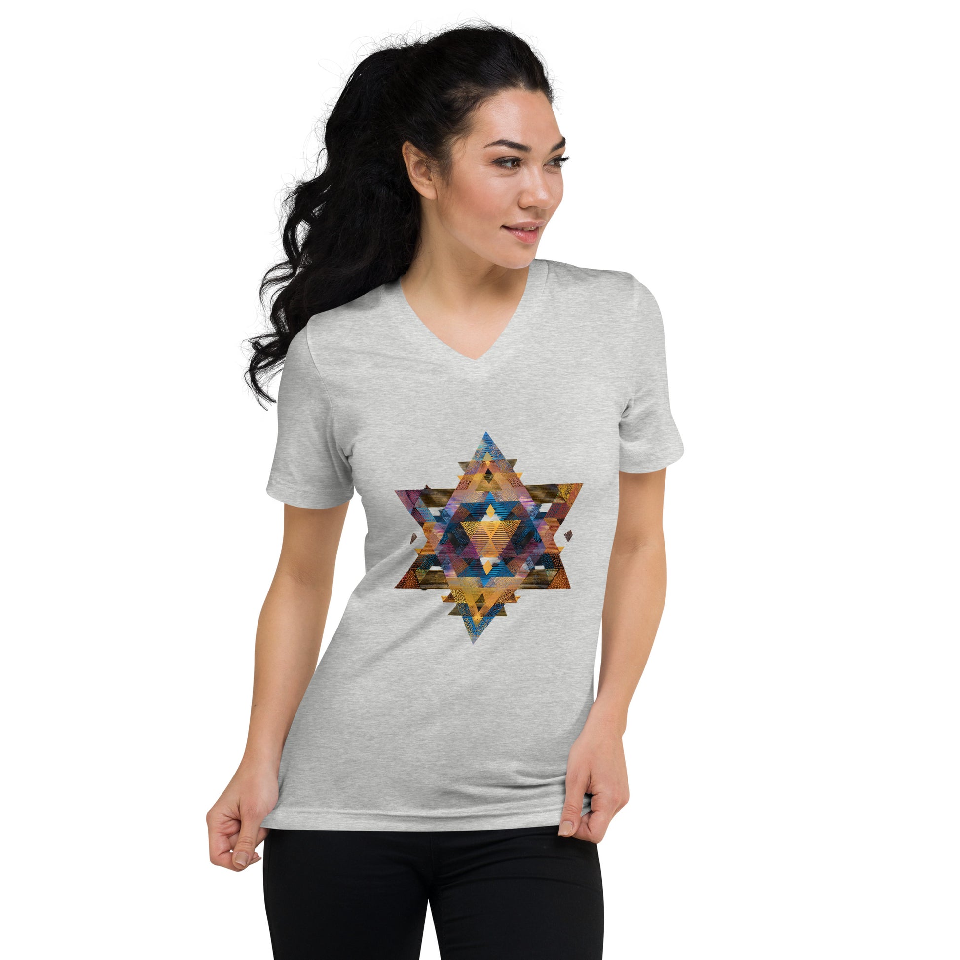 Star of David Geometric Unisex V - Neck Tee - American Zionist