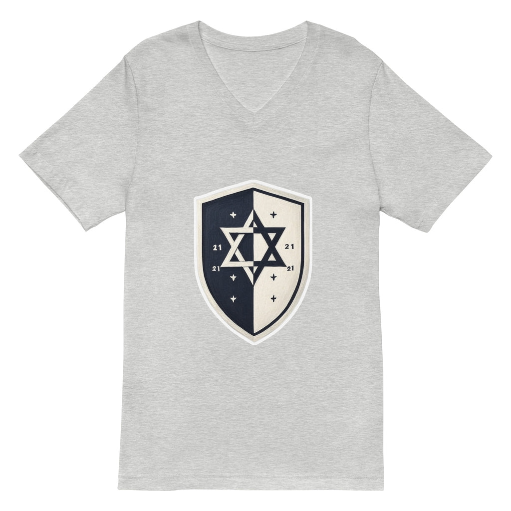 Black and White Shield Unisex V - Neck Tee - American Zionist
