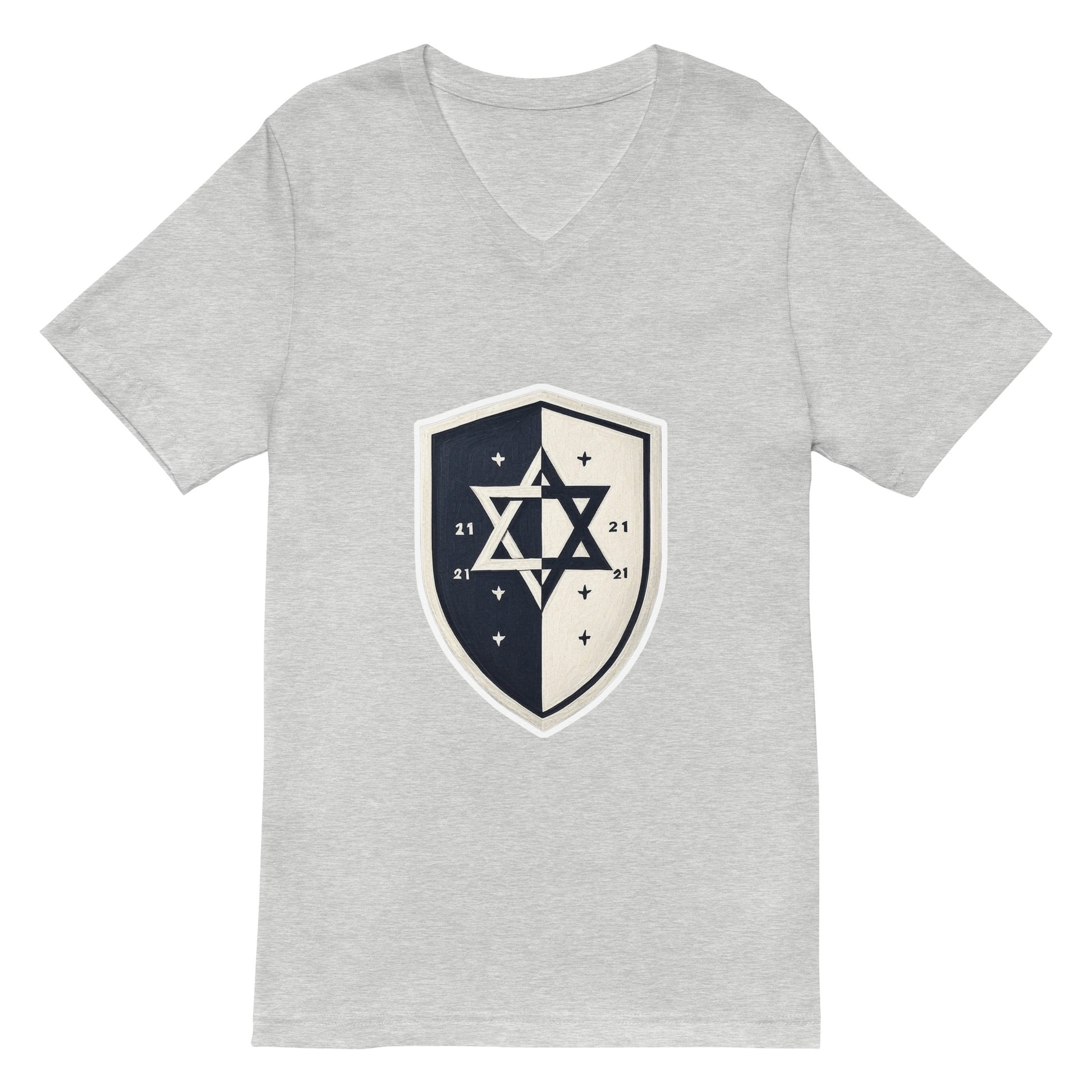 Black and White Shield Unisex V - Neck Tee - American Zionist