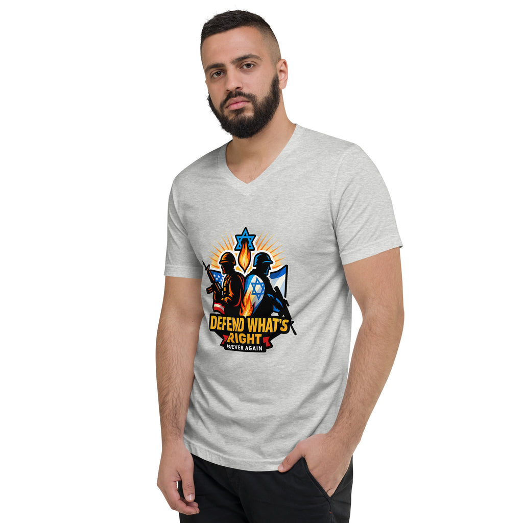Defend What's Right Unisex V - Neck Tee - American Zionist