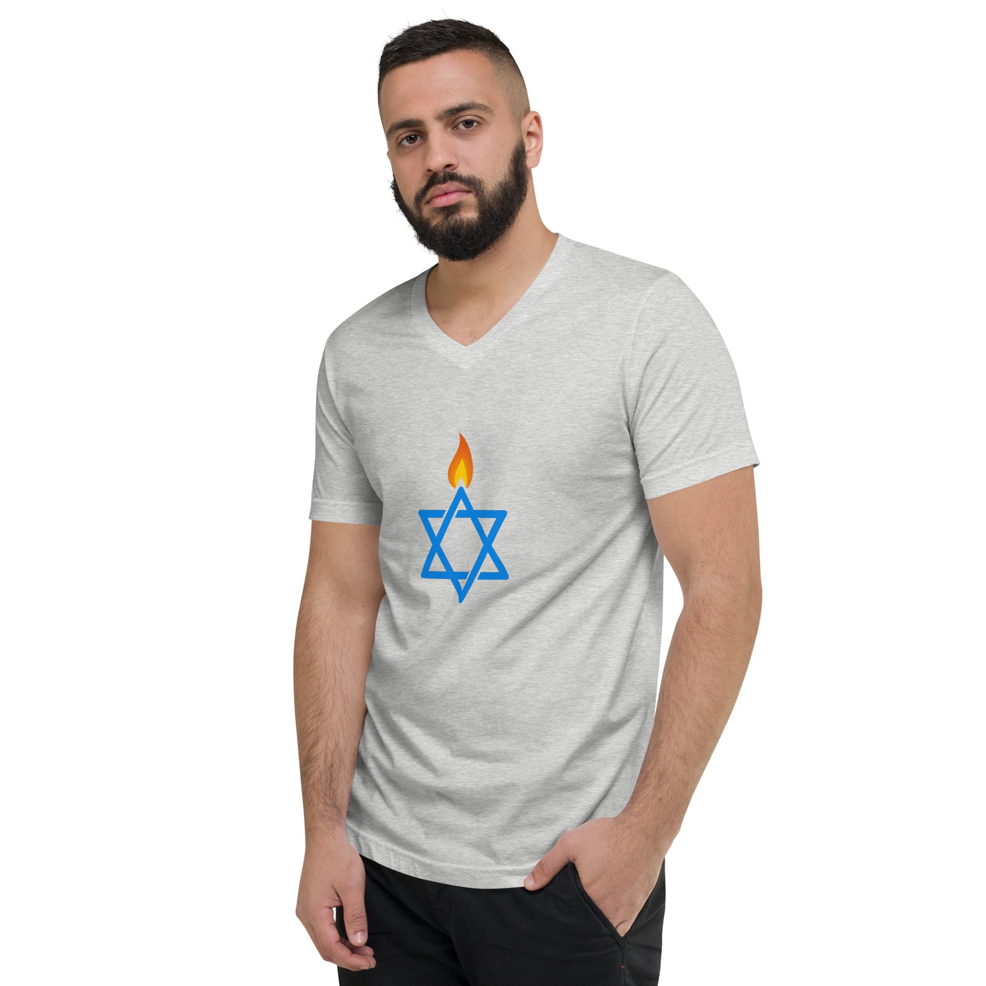 Fire Stars Of David Unisex V - Neck Tee - American Zionist