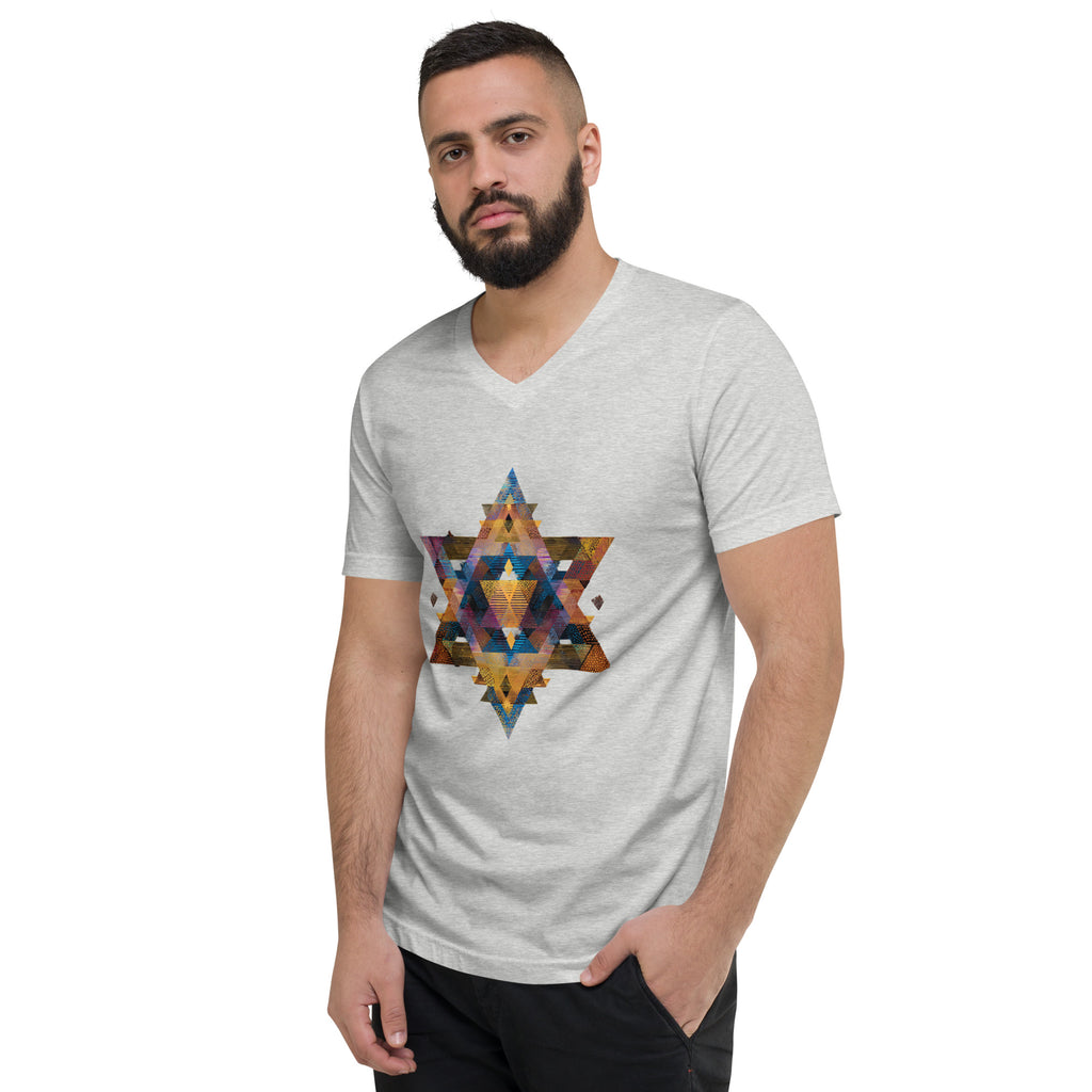 Star of David Geometric Unisex V - Neck Tee - American Zionist