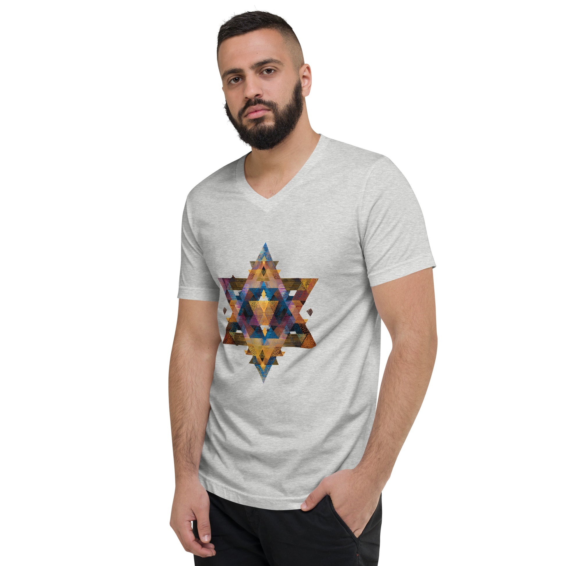 Star of David Geometric Unisex V - Neck Tee - American Zionist