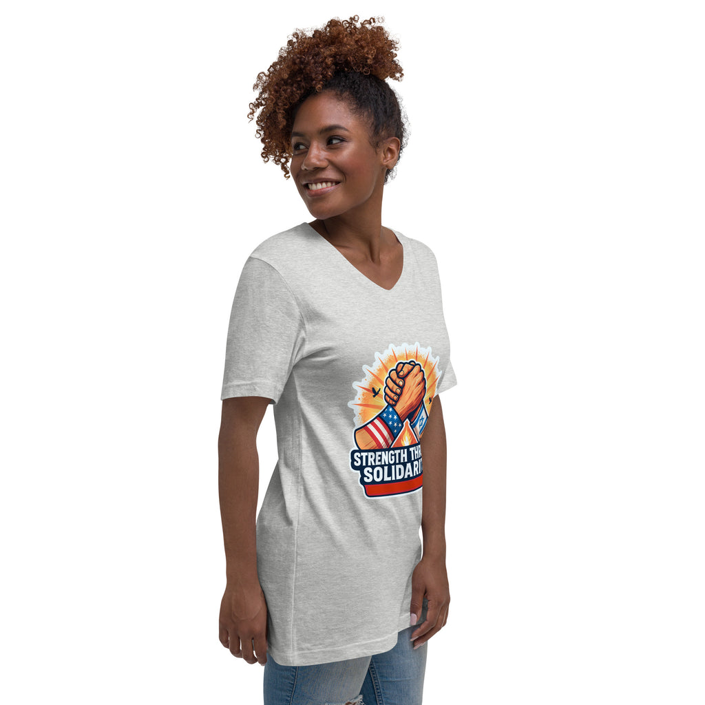 Strength Through Solidarity Unisex V - Neck Tee - American Zionist