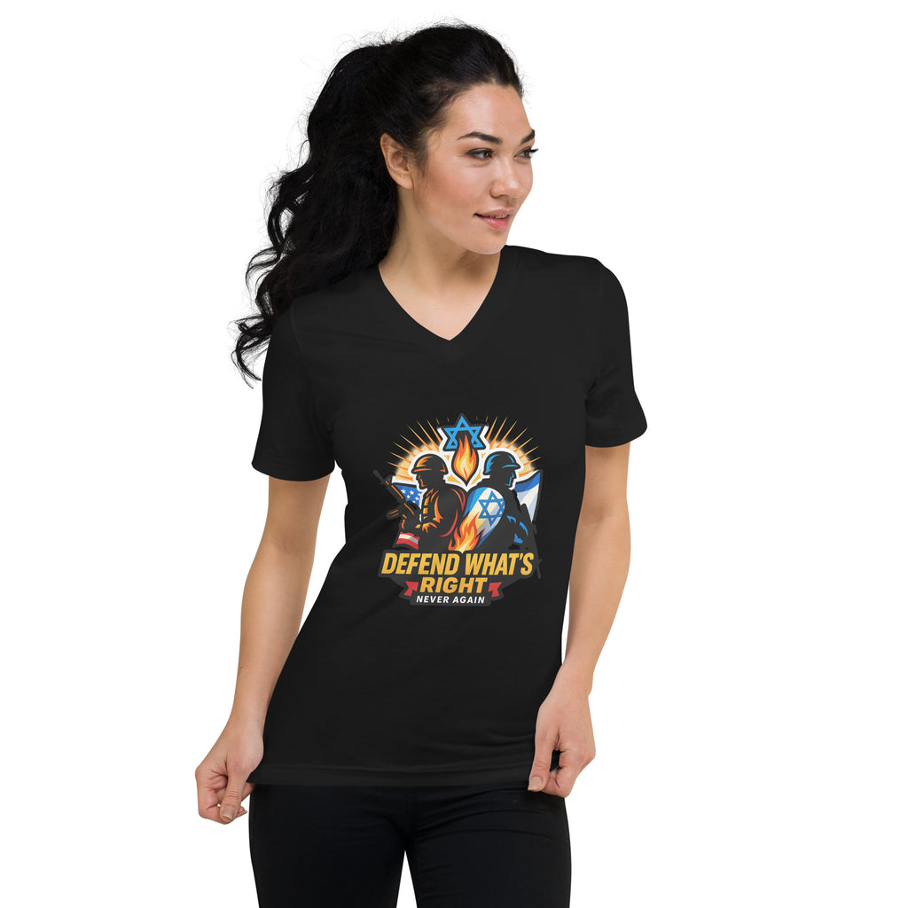 Defend What's Right Unisex V - Neck Tee - American Zionist