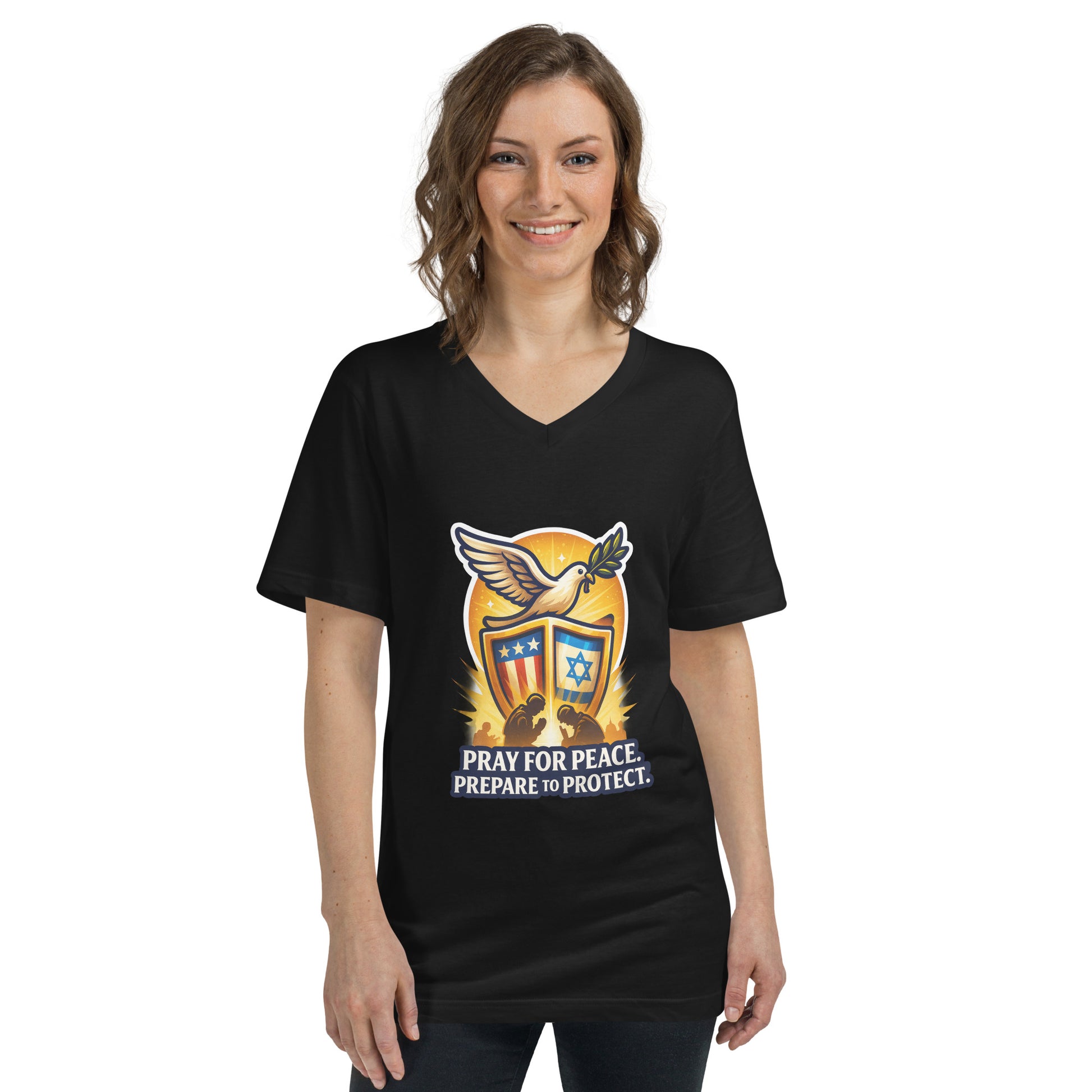 Pray For Peace Unisex V - Neck Tee - American Zionist