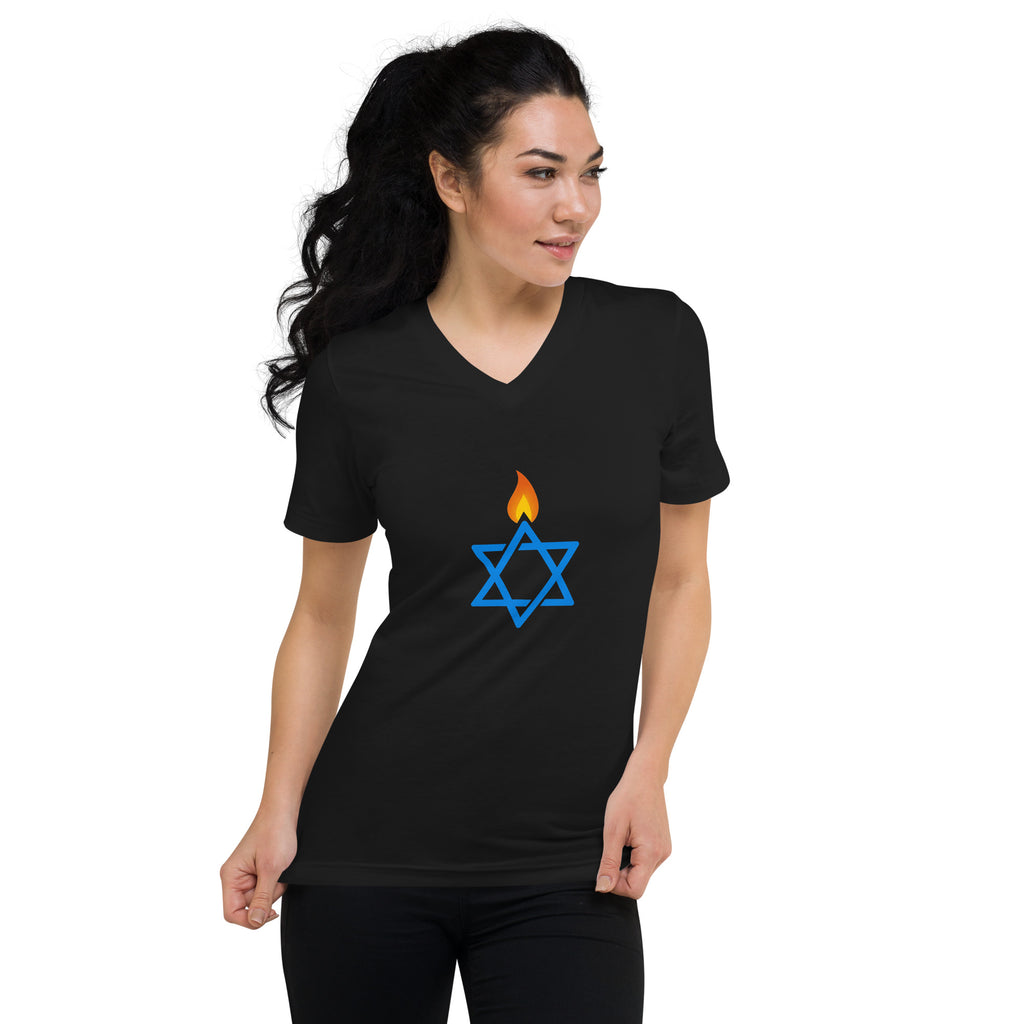 Fire Stars Of David Unisex V - Neck Tee - American Zionist