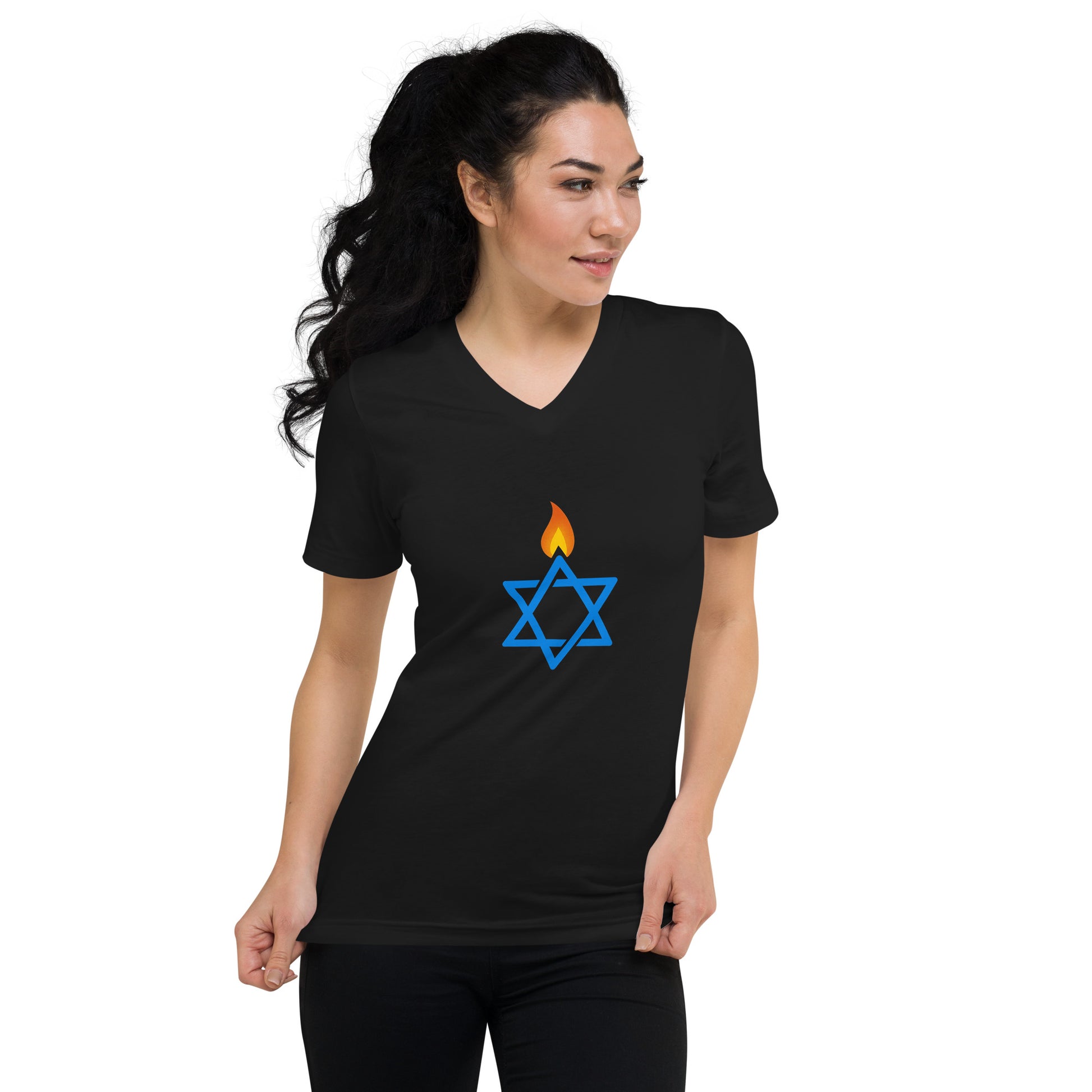 Fire Stars Of David Unisex V - Neck Tee - American Zionist