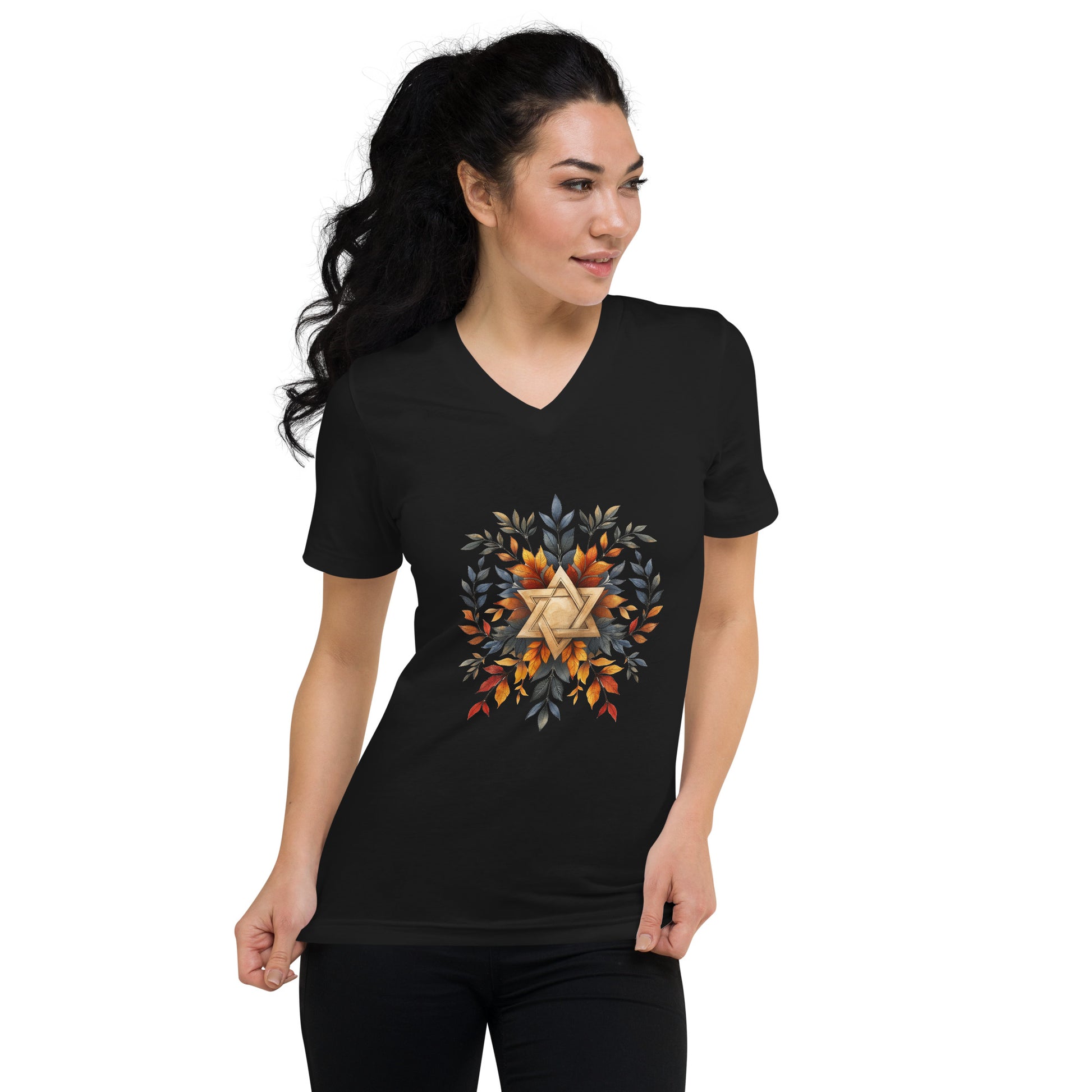 Star of David Wreath Unisex V - Neck Tee - American Zionist