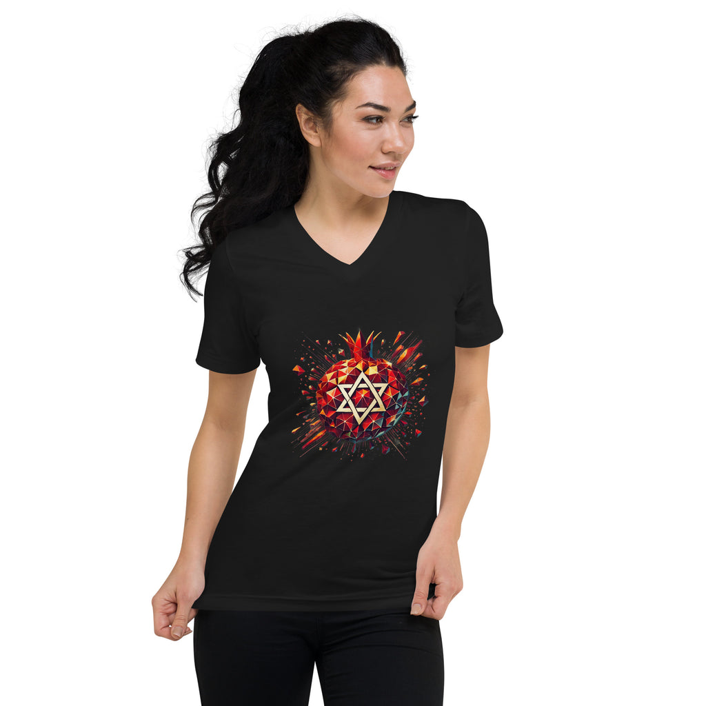 Pomegranate Star of David Unisex V - Neck Tee - American Zionist