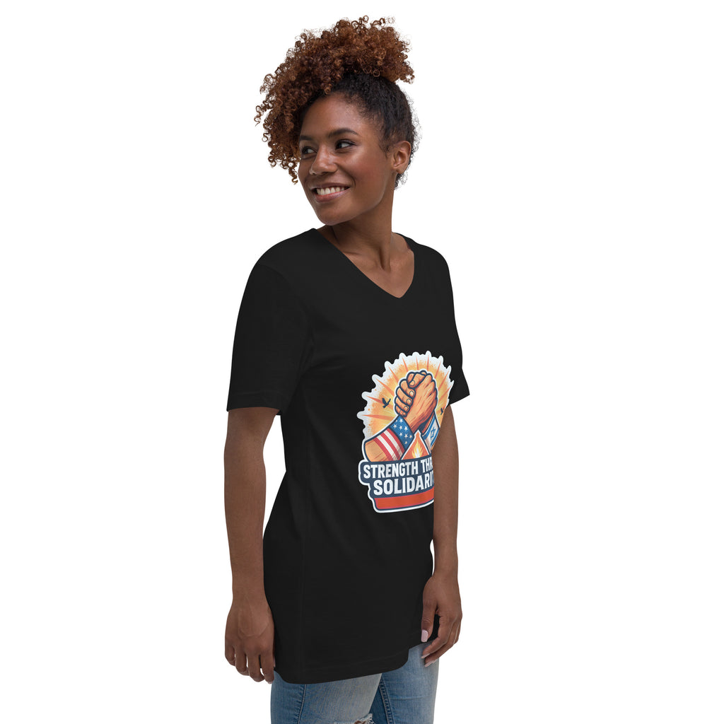 Strength Through Solidarity Unisex V - Neck Tee - American Zionist