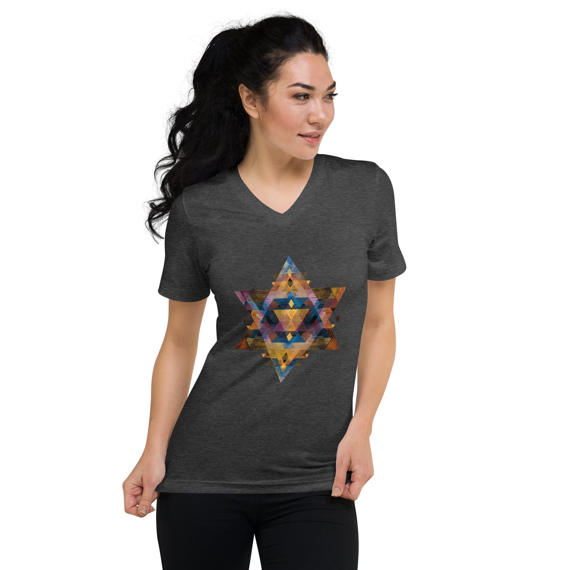 Star of David Geometric Unisex V - Neck Tee - American Zionist