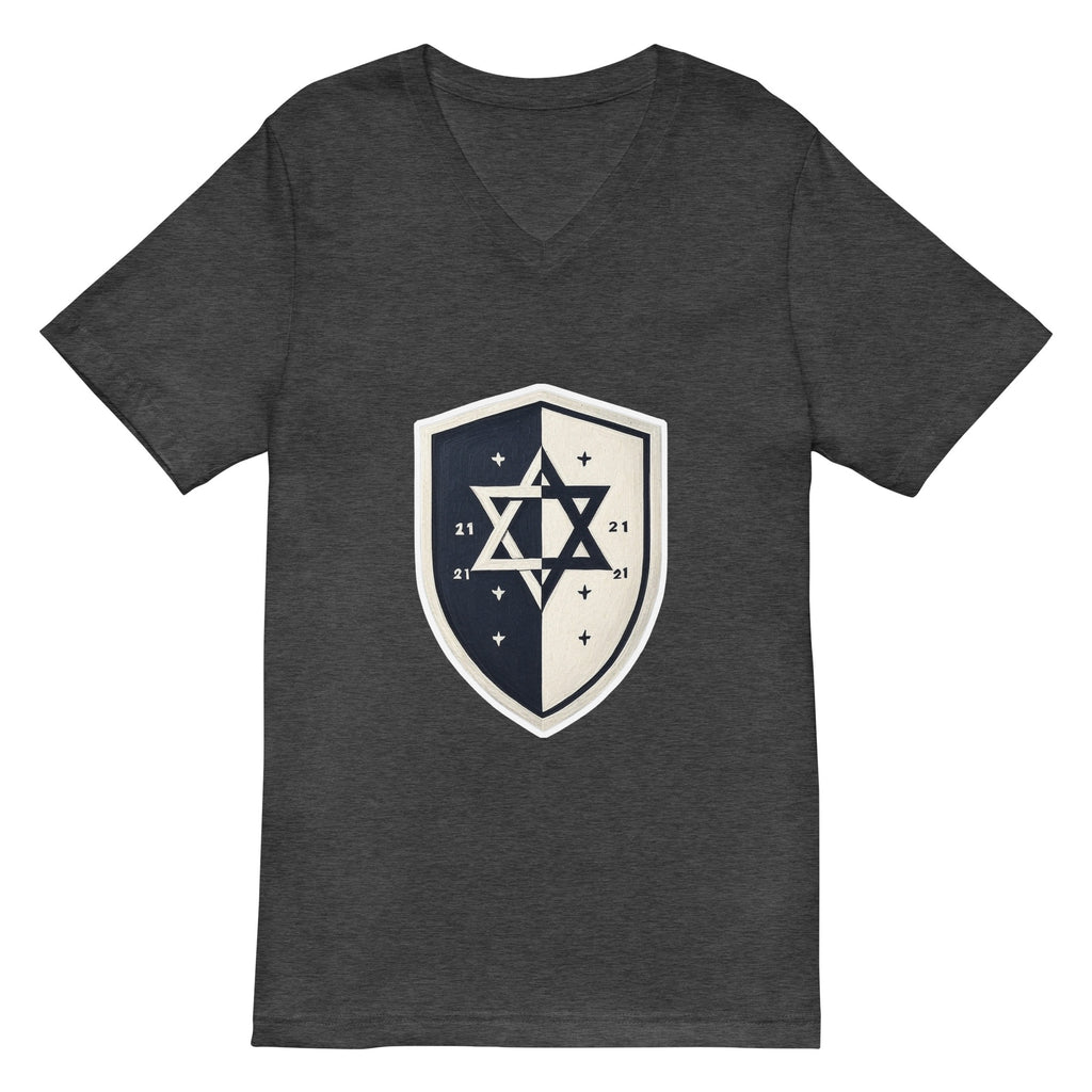 Black and White Shield Unisex V - Neck Tee - American Zionist