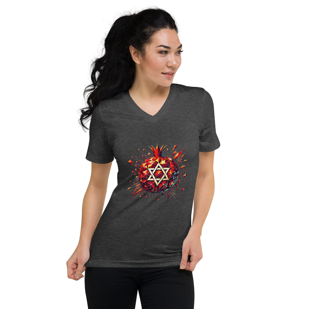 Pomegranate Star of David Unisex V - Neck Tee - American Zionist