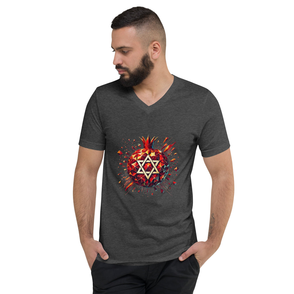 Pomegranate Star of David Unisex V - Neck Tee - American Zionist
