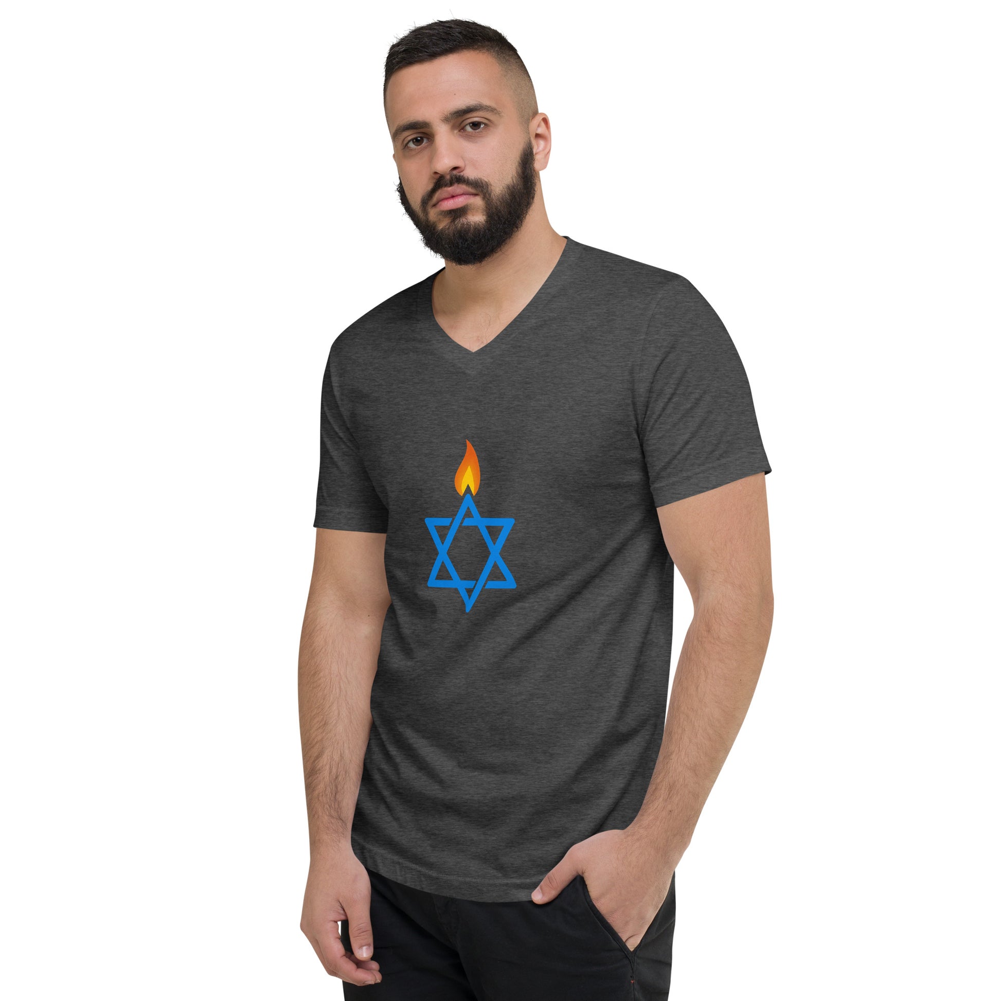 Fire Stars Of David Unisex V - Neck Tee - American Zionist