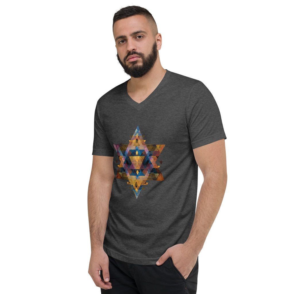 Star of David Geometric Unisex V - Neck Tee - American Zionist