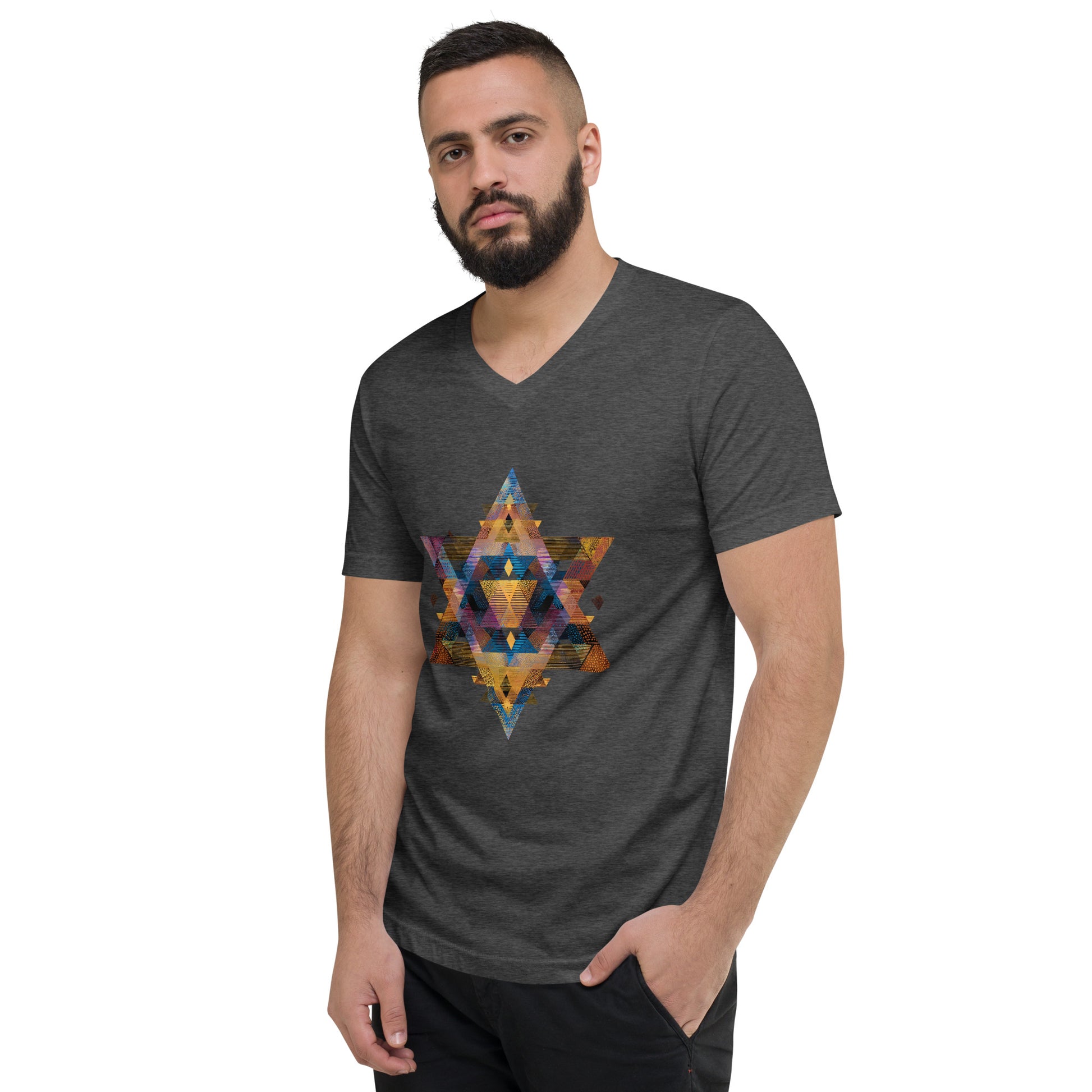 Star of David Geometric Unisex V - Neck Tee - American Zionist