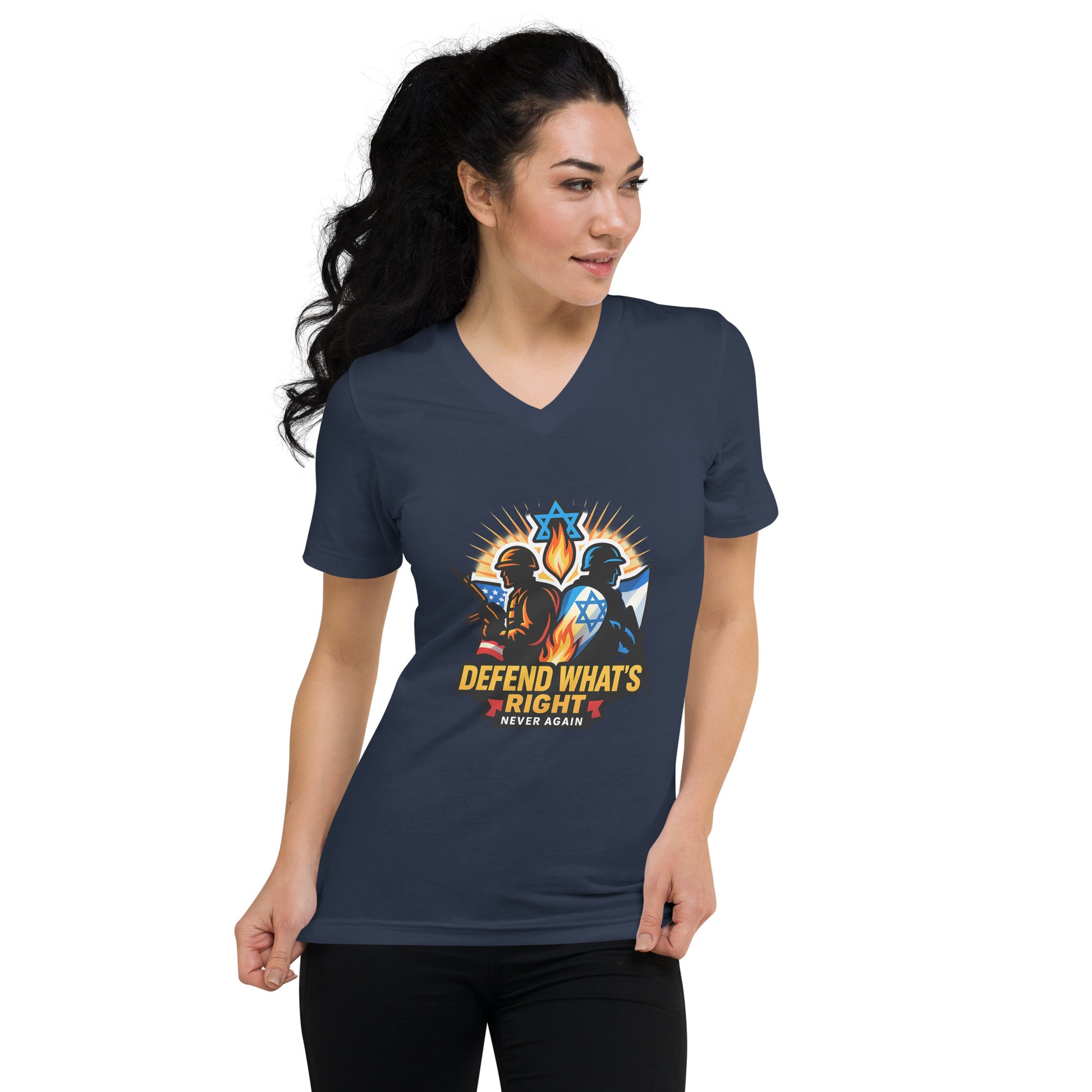 Defend What's Right Unisex V - Neck Tee - American Zionist