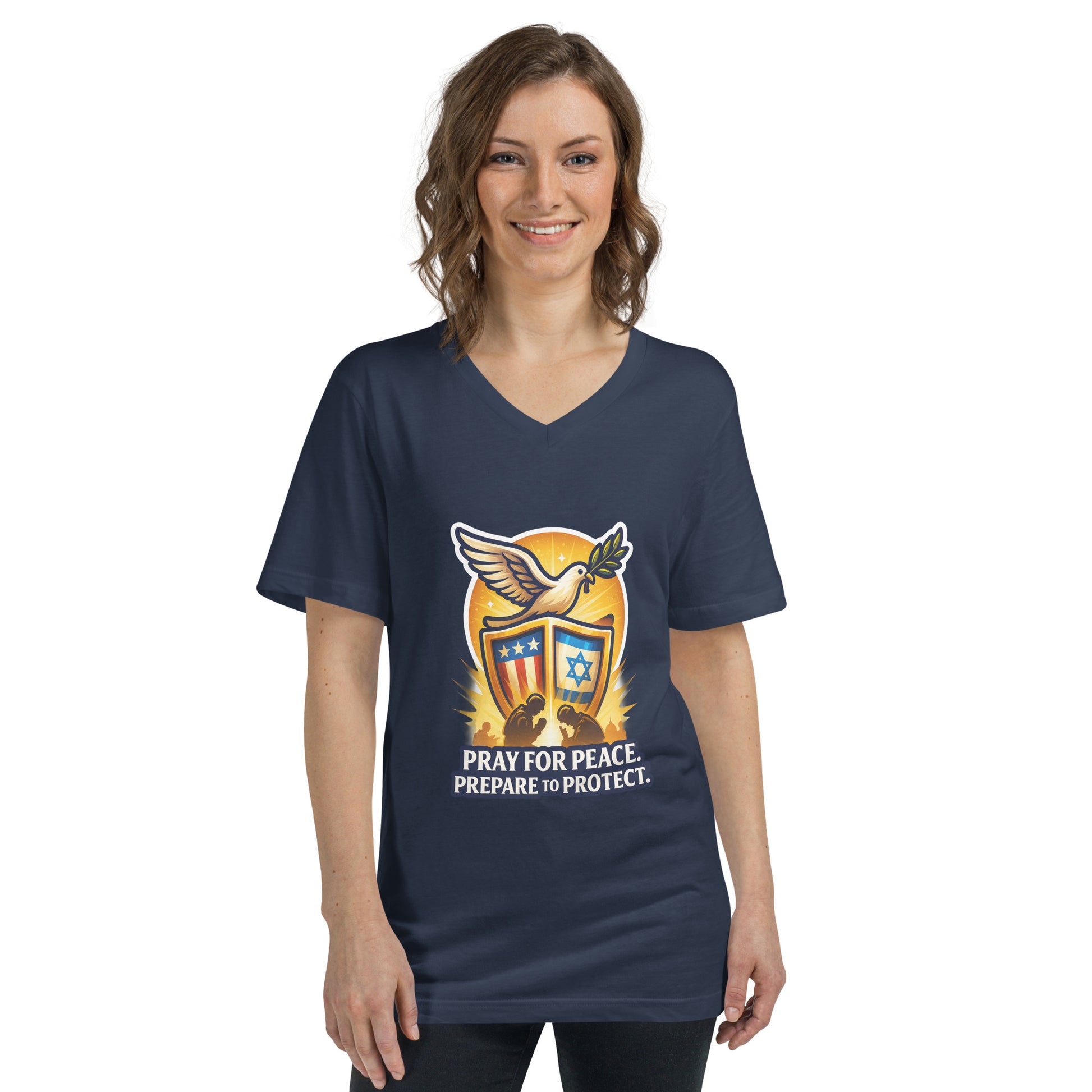 Pray For Peace Unisex V - Neck Tee - American Zionist