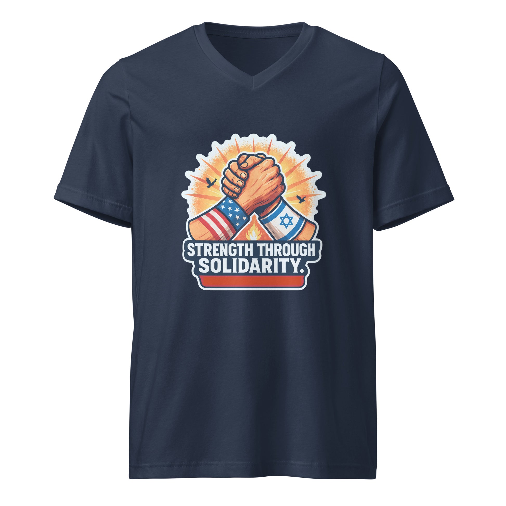 Strength Through Solidarity Unisex V - Neck Tee - American Zionist