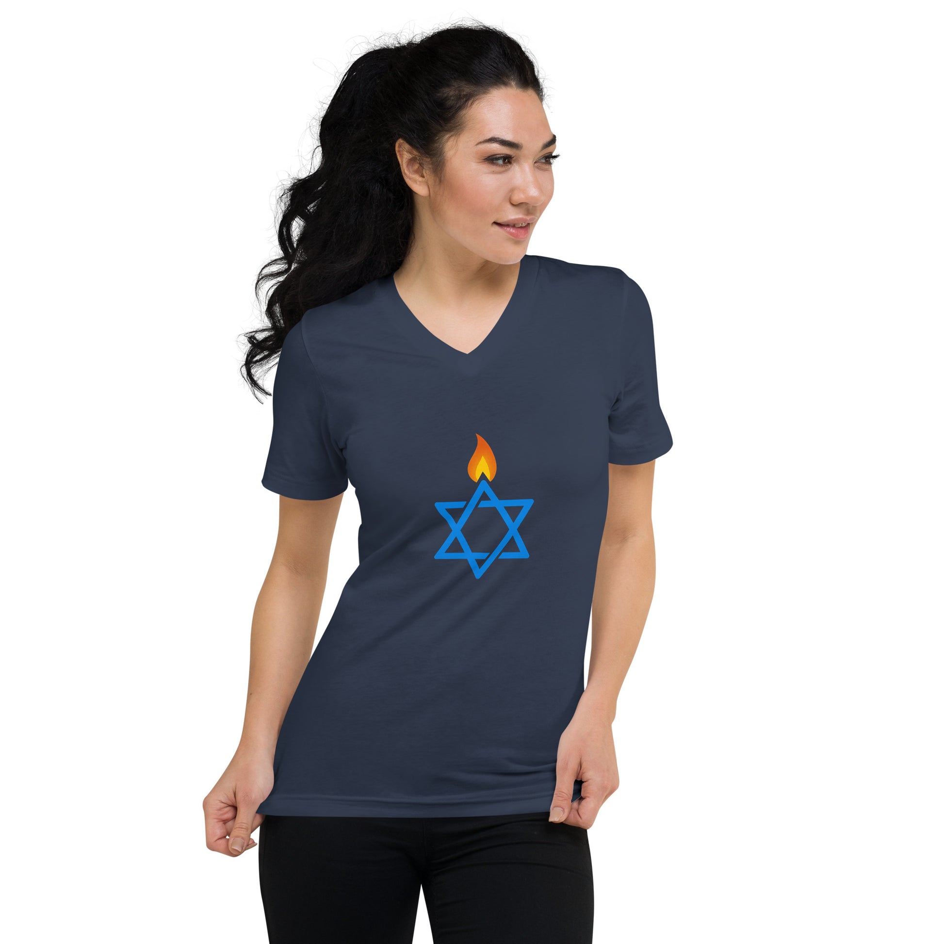 Fire Stars Of David Unisex V - Neck Tee - American Zionist