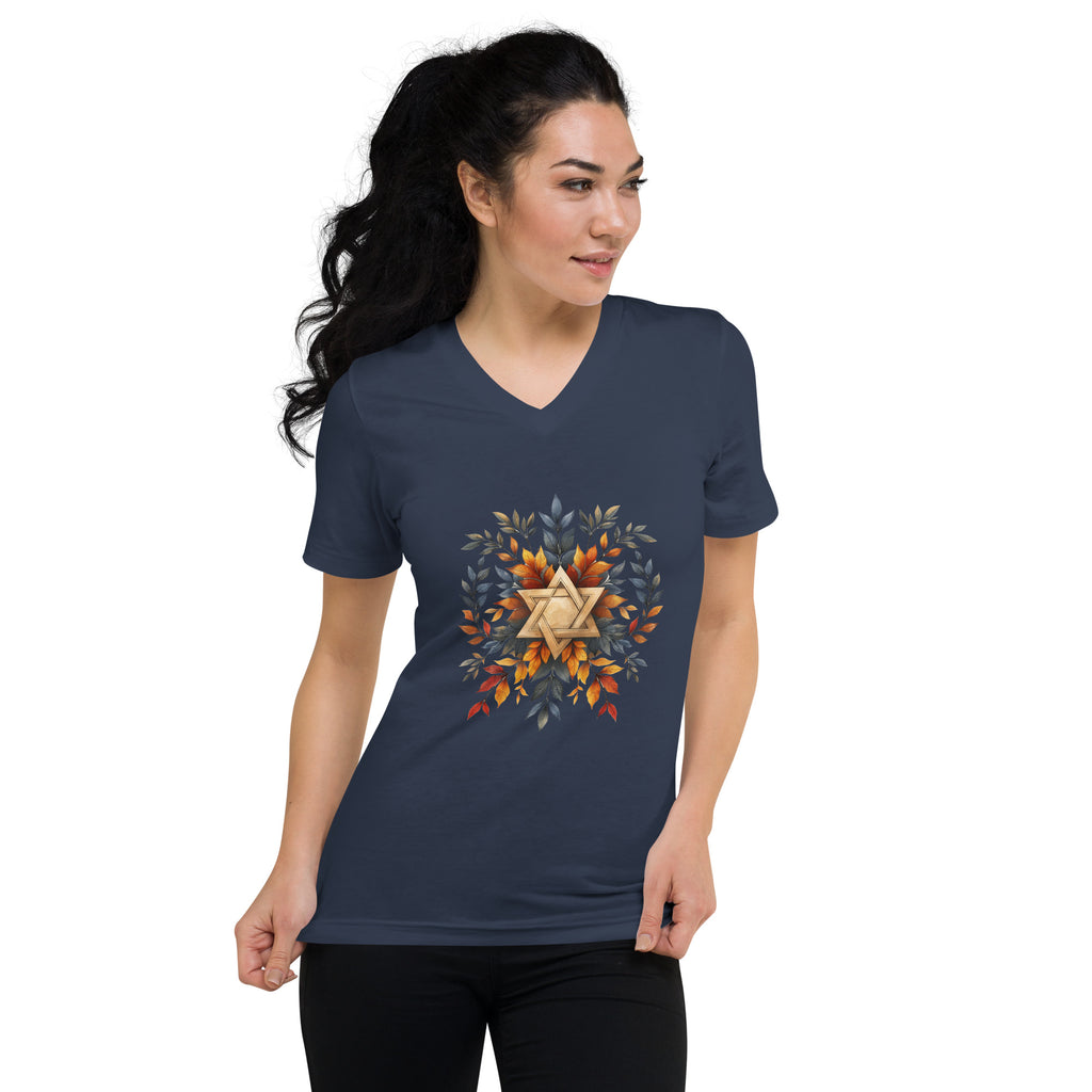 Star of David Wreath Unisex V - Neck Tee - American Zionist