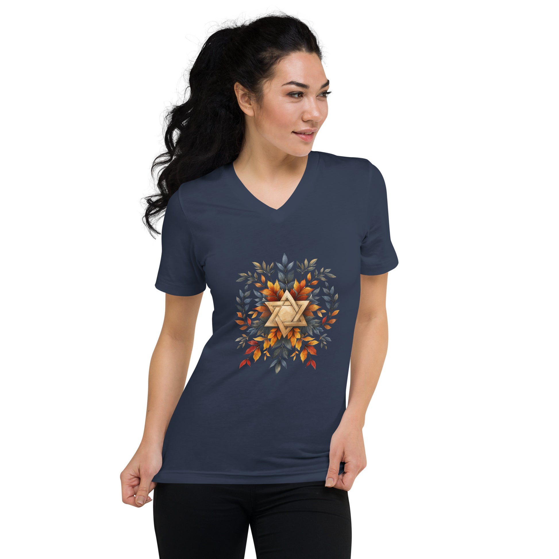 Star of David Wreath Unisex V - Neck Tee - American Zionist