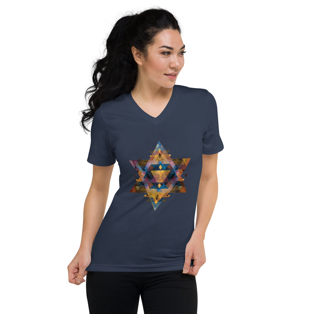 Star of David Geometric Unisex V - Neck Tee - American Zionist