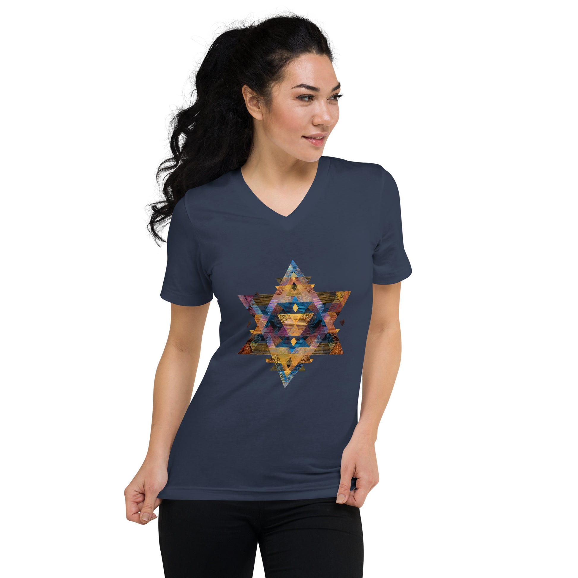 Star of David Geometric Unisex V - Neck Tee - American Zionist