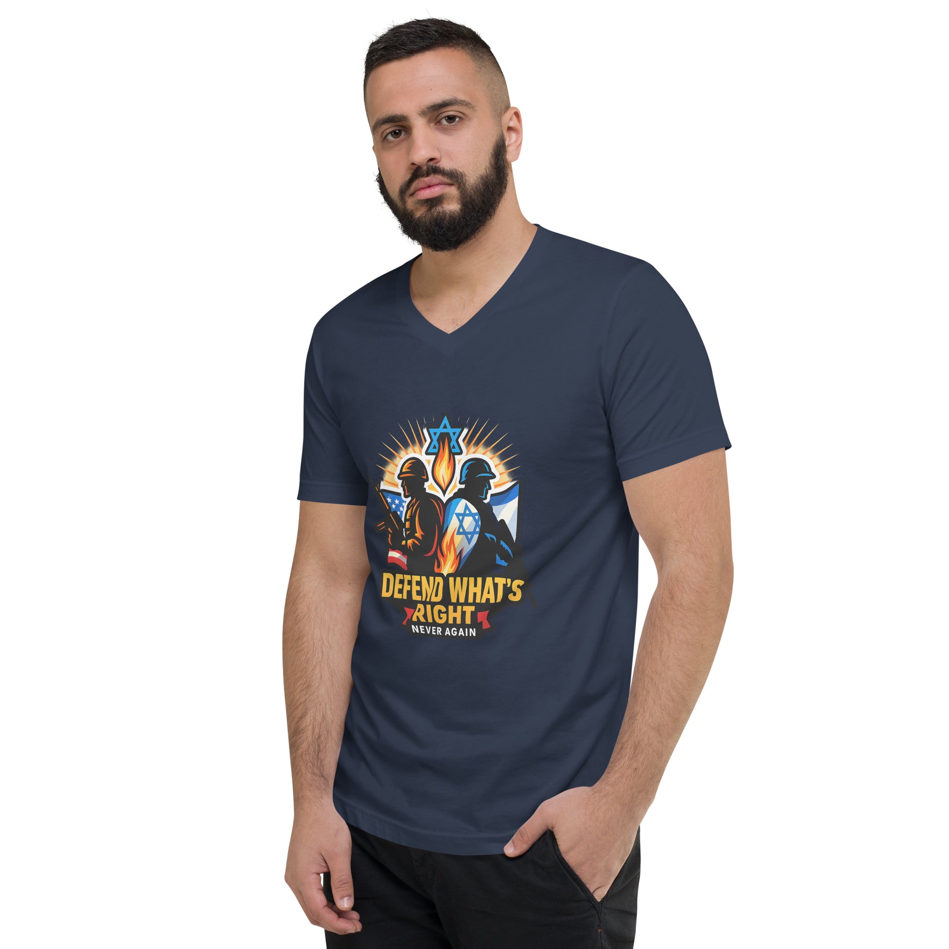 Defend What's Right Unisex V - Neck Tee - American Zionist