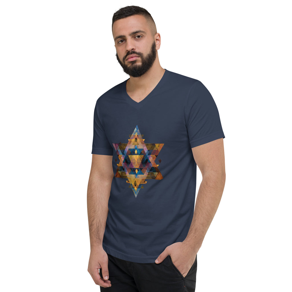 Star of David Geometric Unisex V - Neck Tee - American Zionist