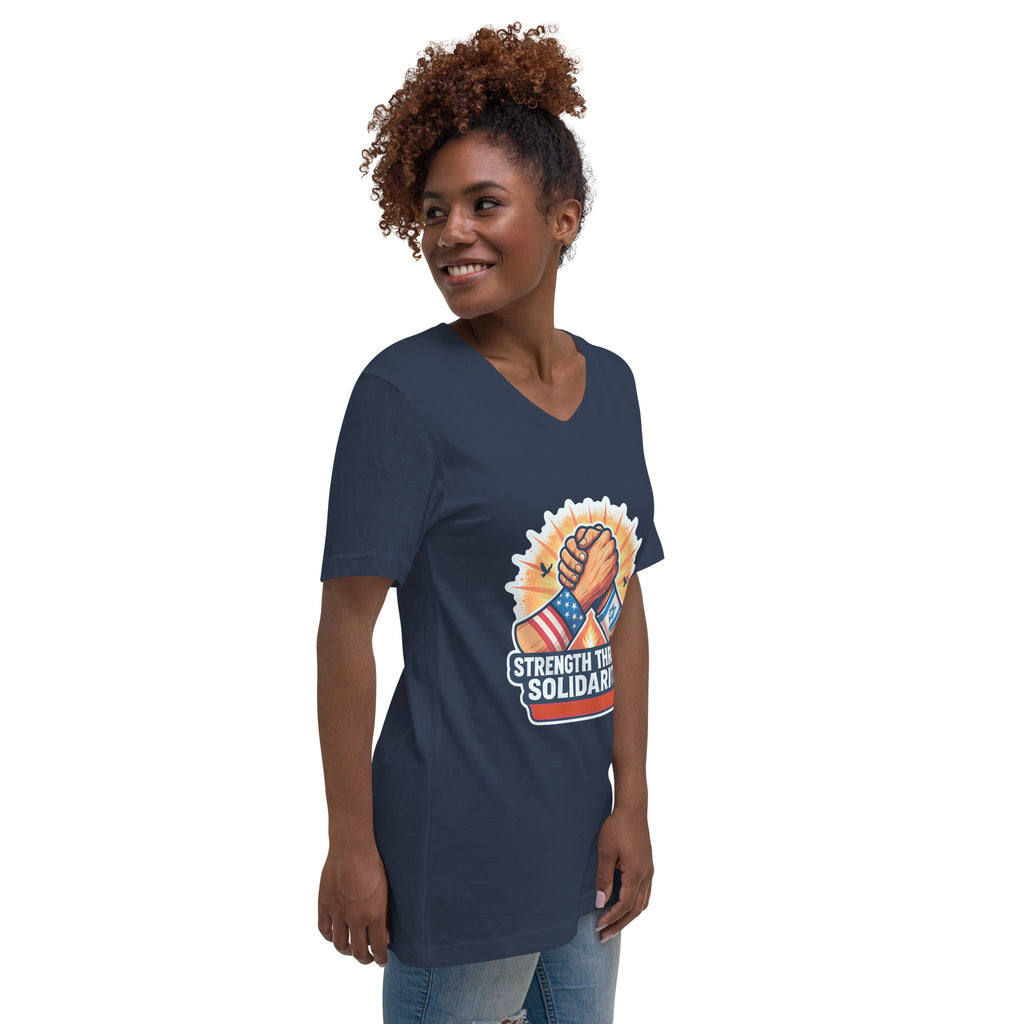 Strength Through Solidarity Unisex V - Neck Tee - American Zionist