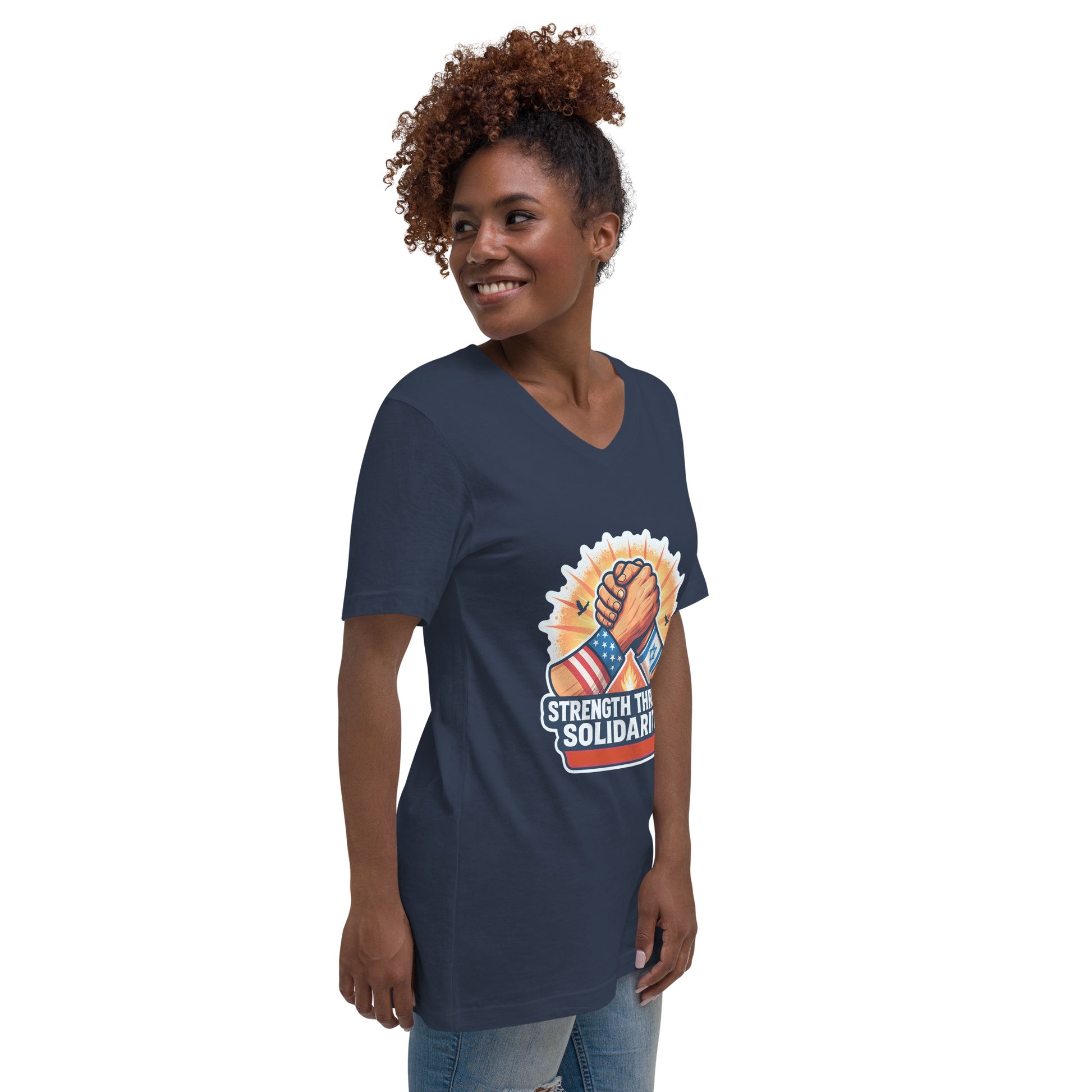 Strength Through Solidarity Unisex V - Neck Tee - American Zionist